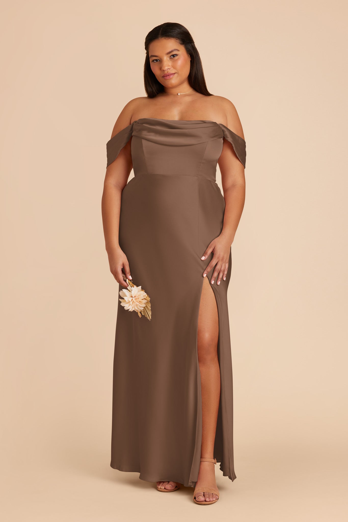 Matte Satin Convertible Dress | Mia - Mocha