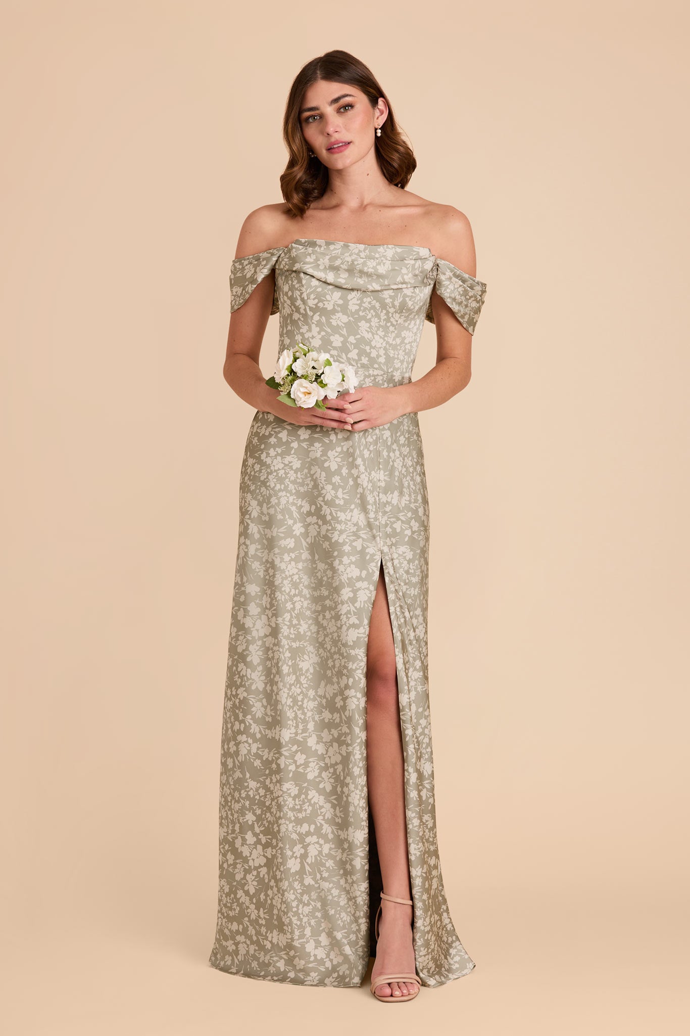 Matte Satin Convertible Dress | Off-Shoulder & Strapless | Moss Green