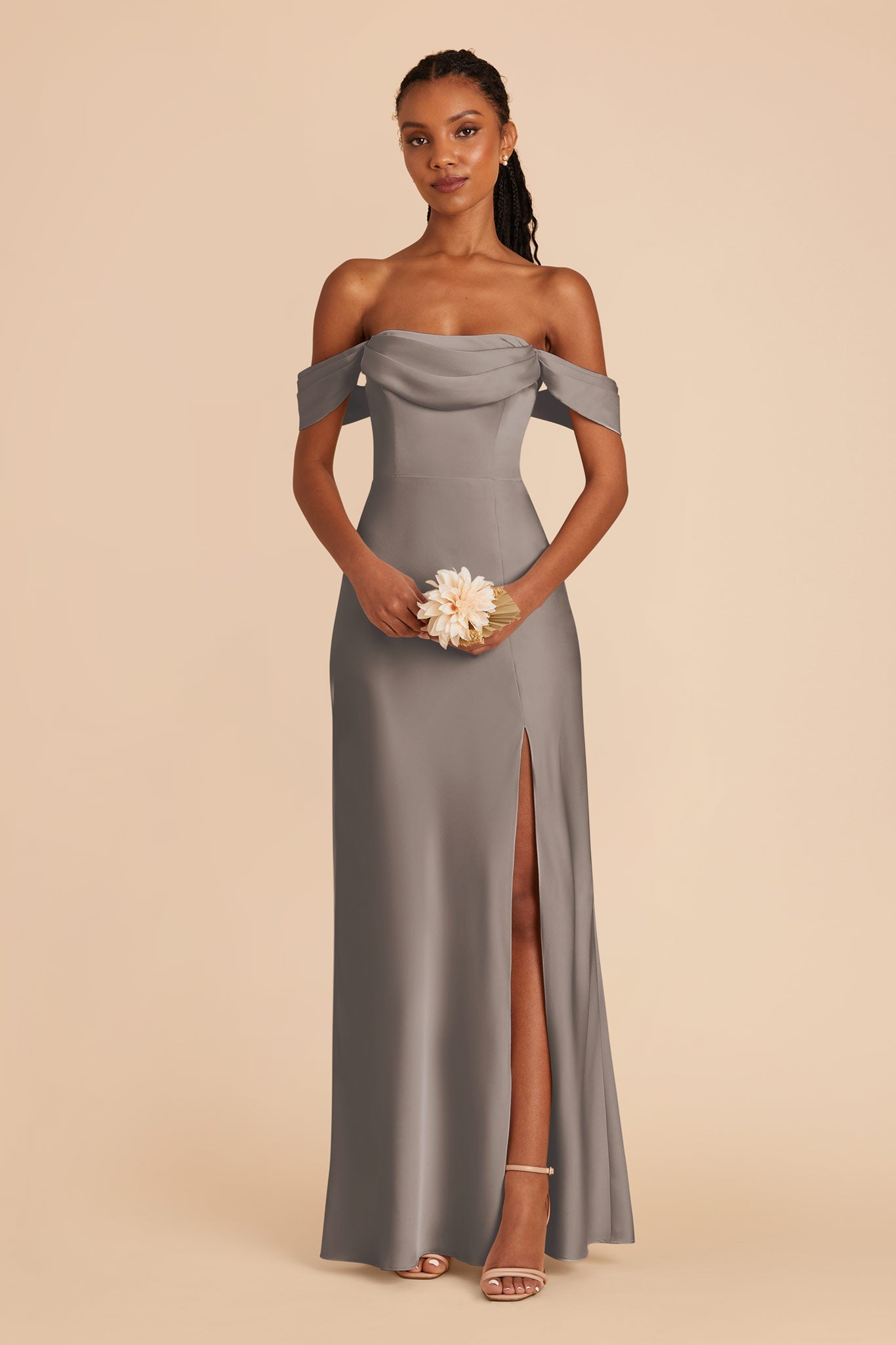 Convertible Satin Dress for Weddings & Events | Mia Matte Quartz