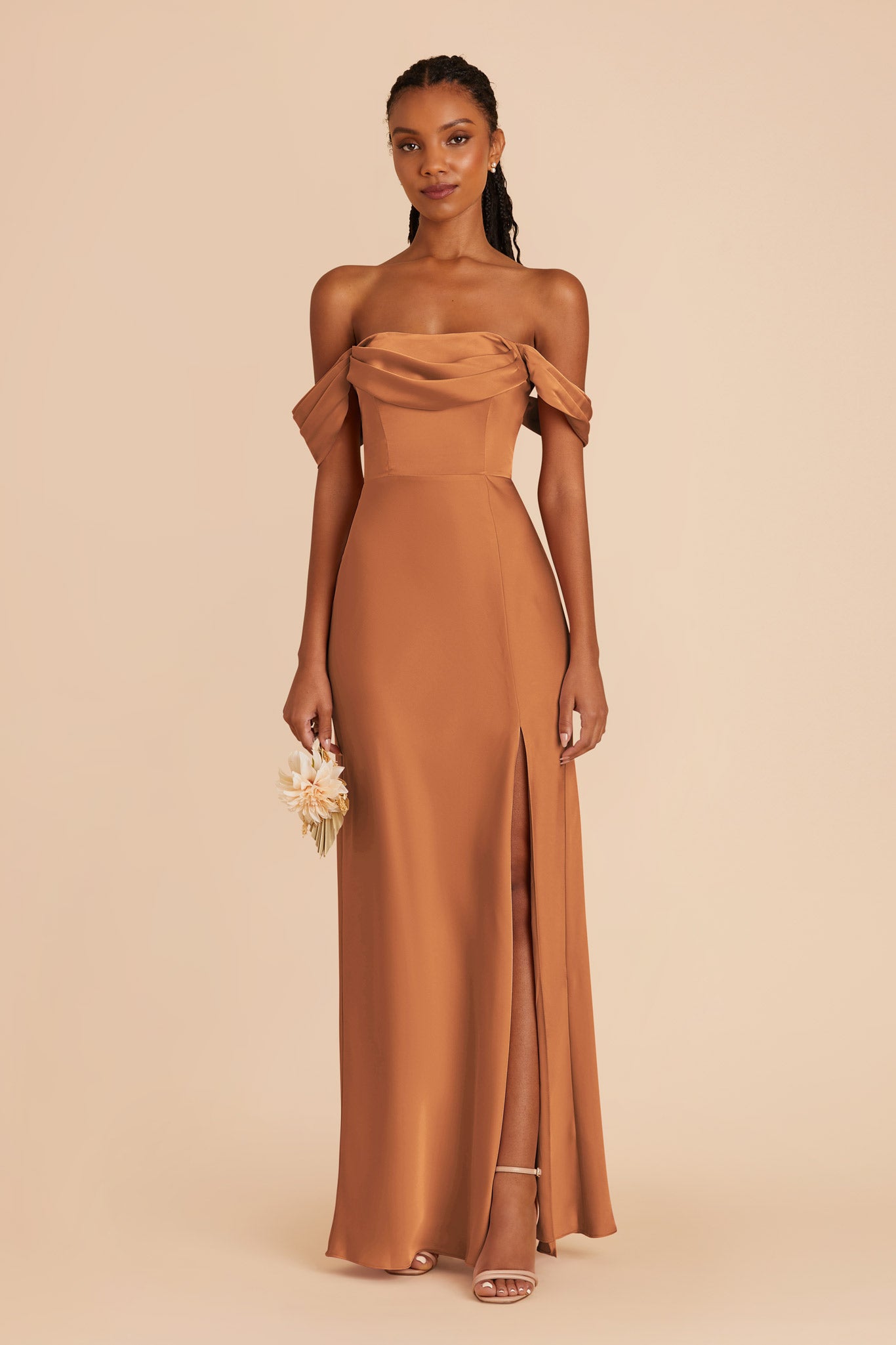 Matte Satin Convertible Dress - Rust | Mia