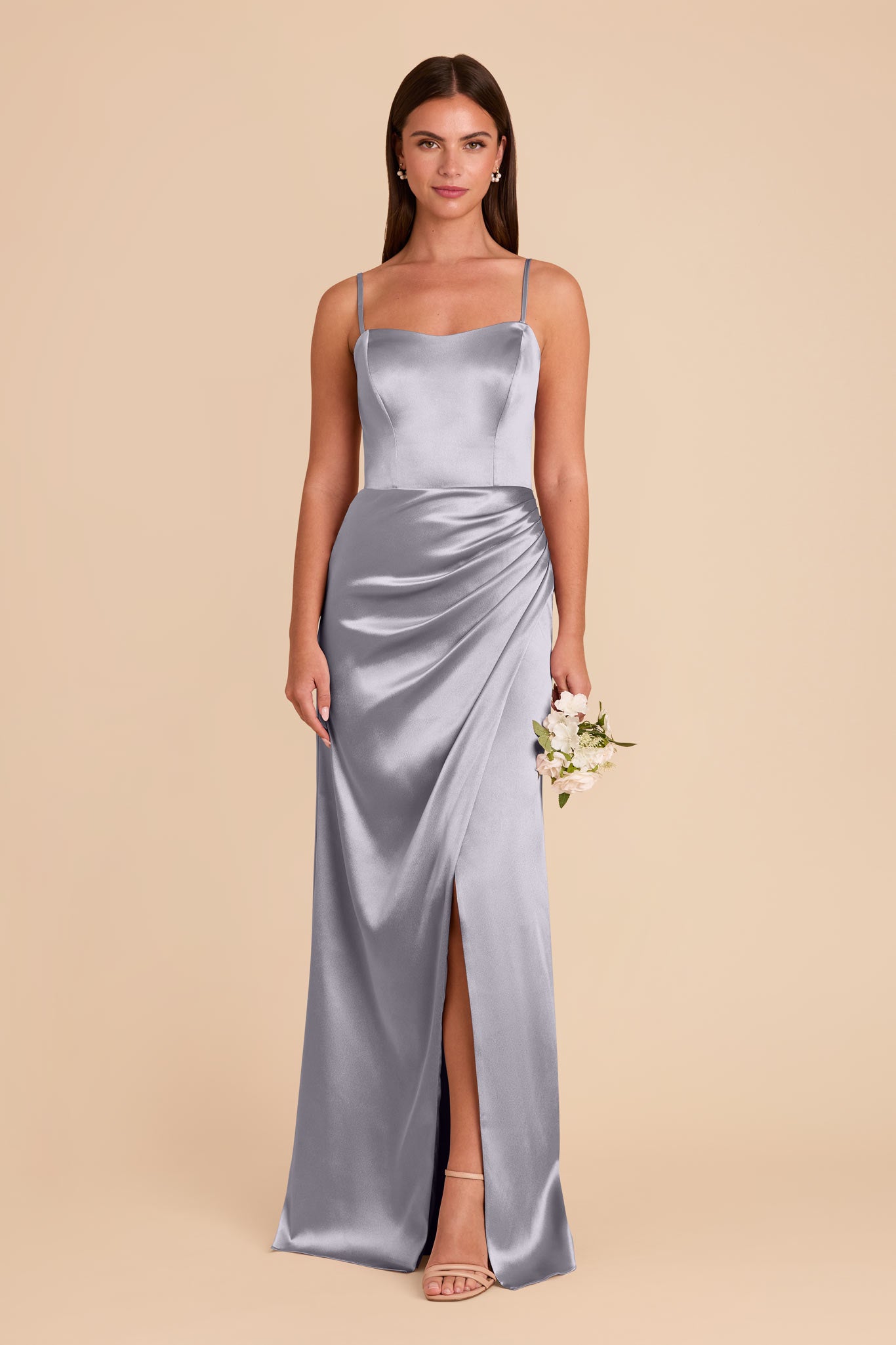 Shiny Satin Corset Dress with Removable Straps | Anne