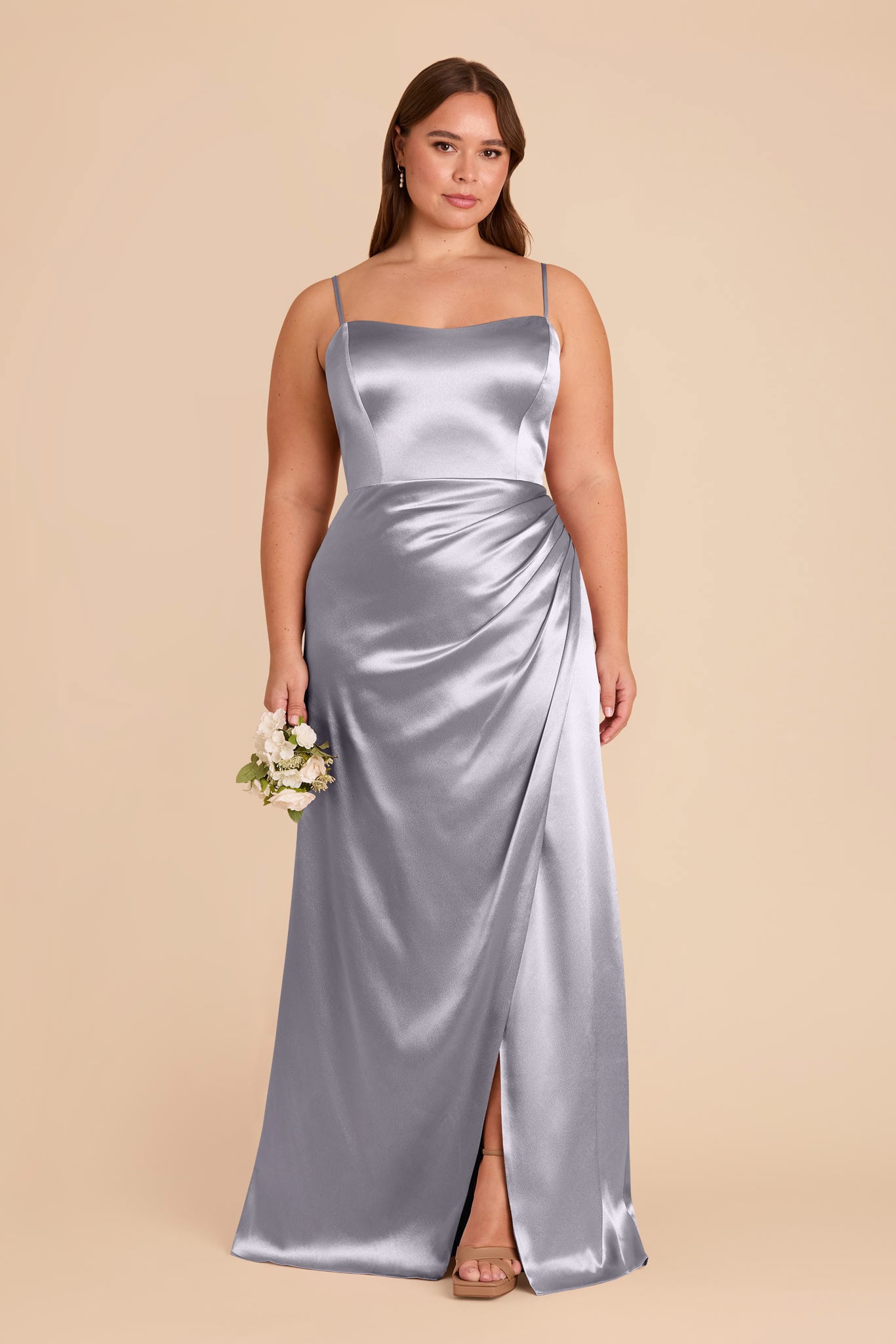Shiny Satin Corset Dress with Removable Straps | Anne