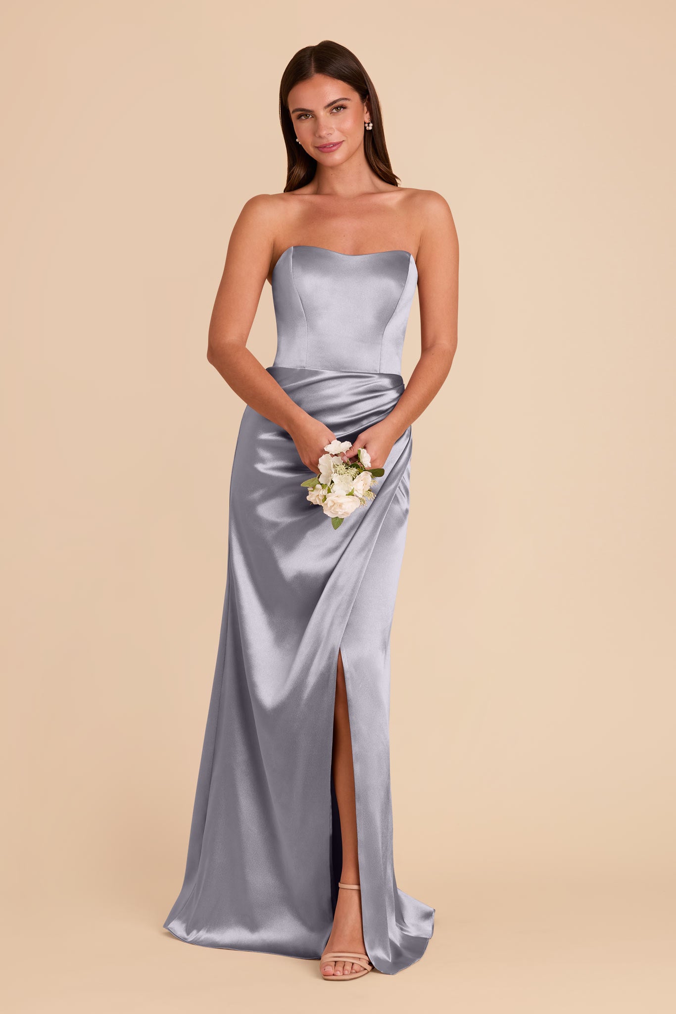 Shiny Satin Corset Dress with Removable Straps | Anne