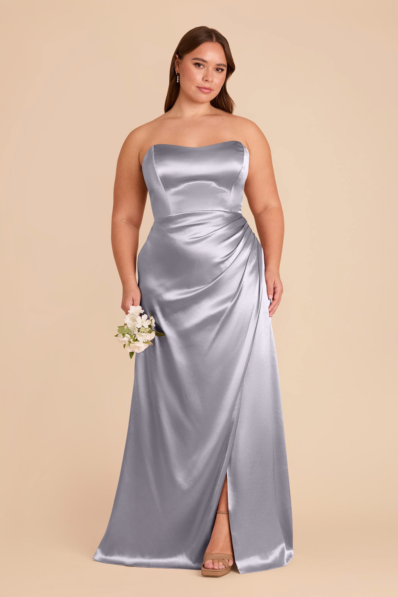Shiny Satin Corset Dress with Removable Straps | Anne