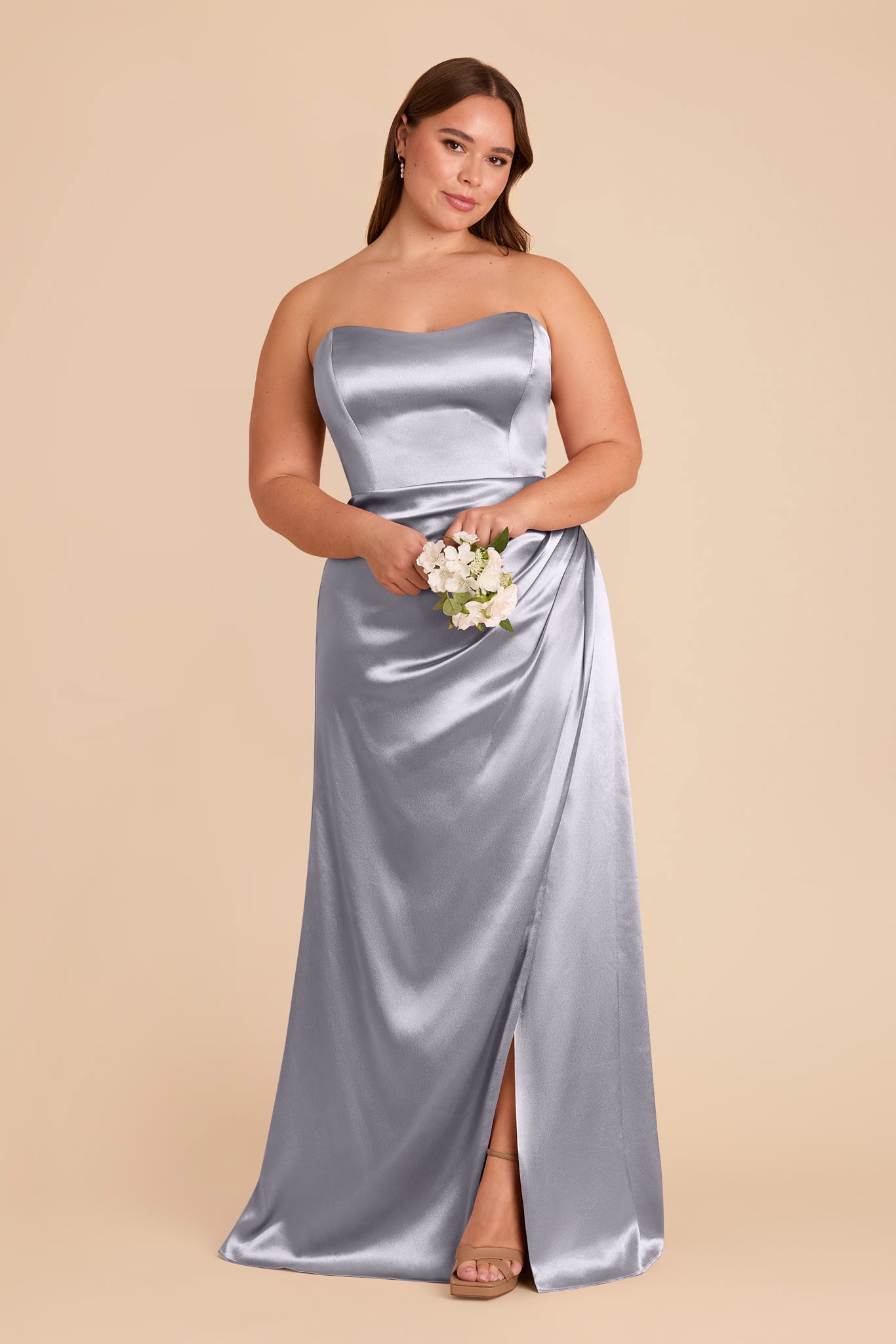 Shiny Satin Corset Dress with Removable Straps | Anne