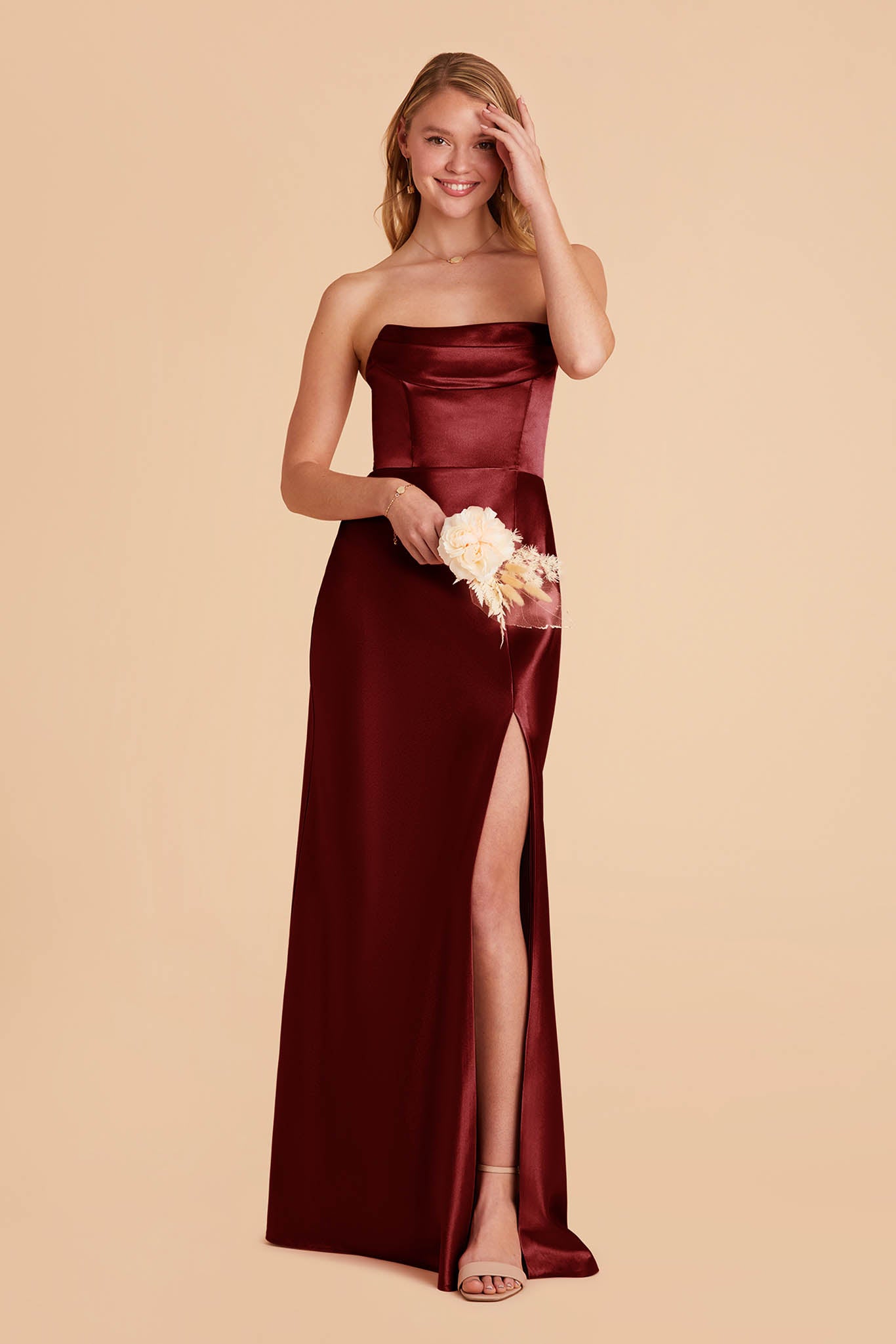 Shiny Satin Convertible Dress - Off-the-Shoulder or Strapless | Mia