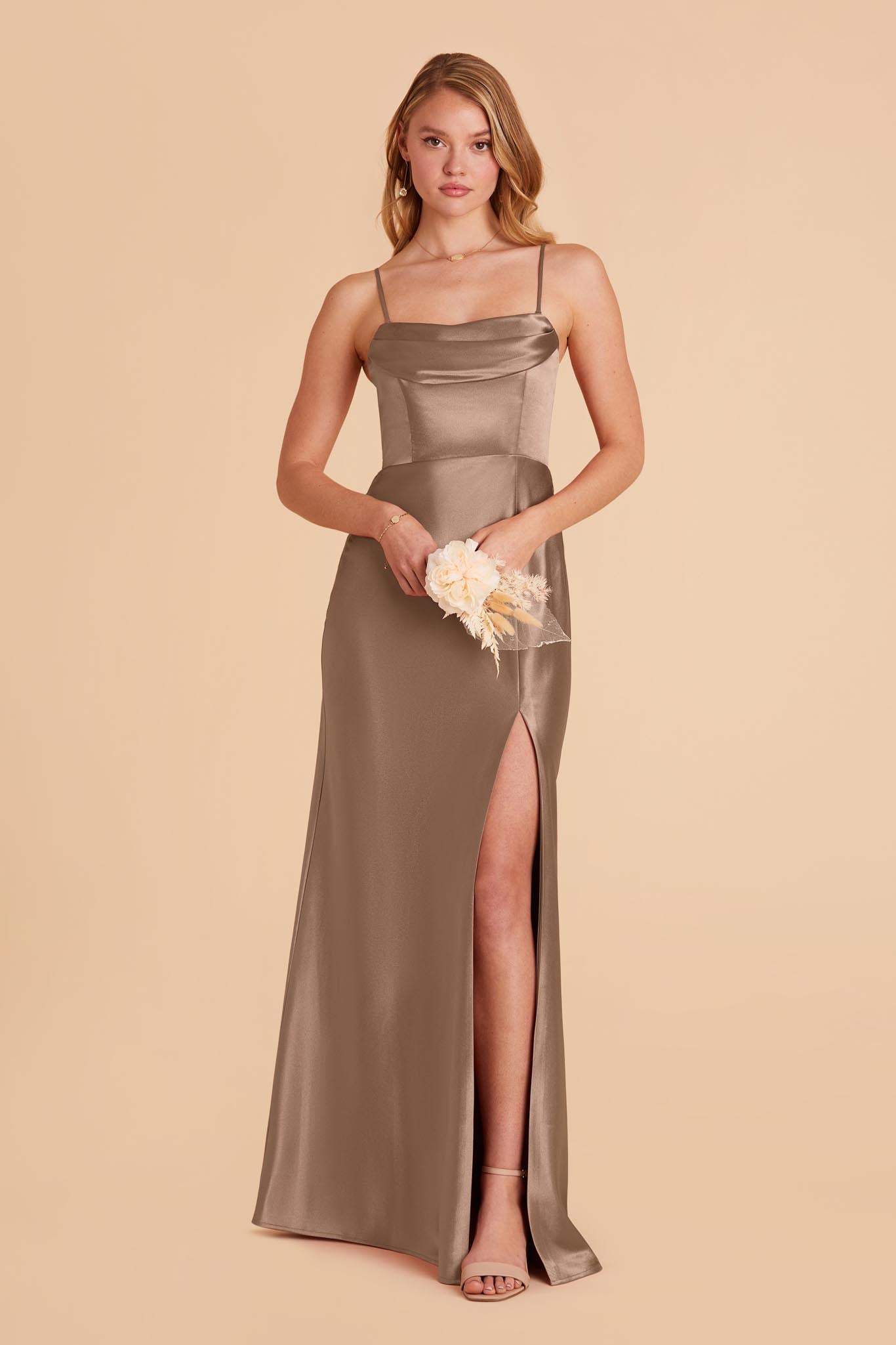 Shiny Satin Convertible Dress for Weddings & Events | Mia Mocha