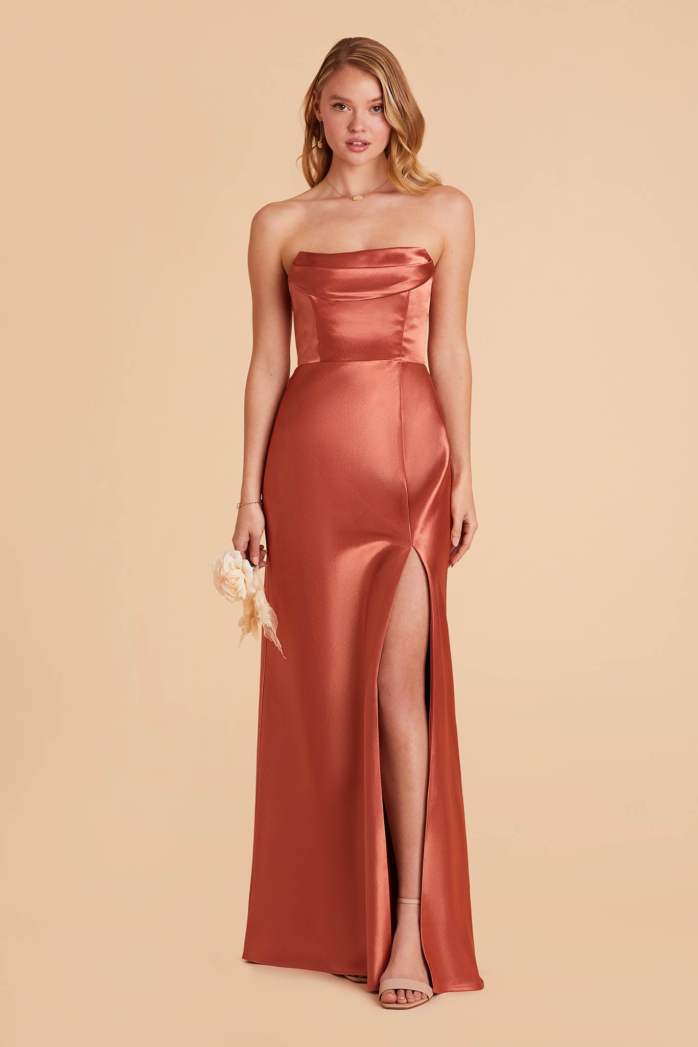 Shiny Satin Convertible Dress - Off-the-Shoulder & Strapless | Mia