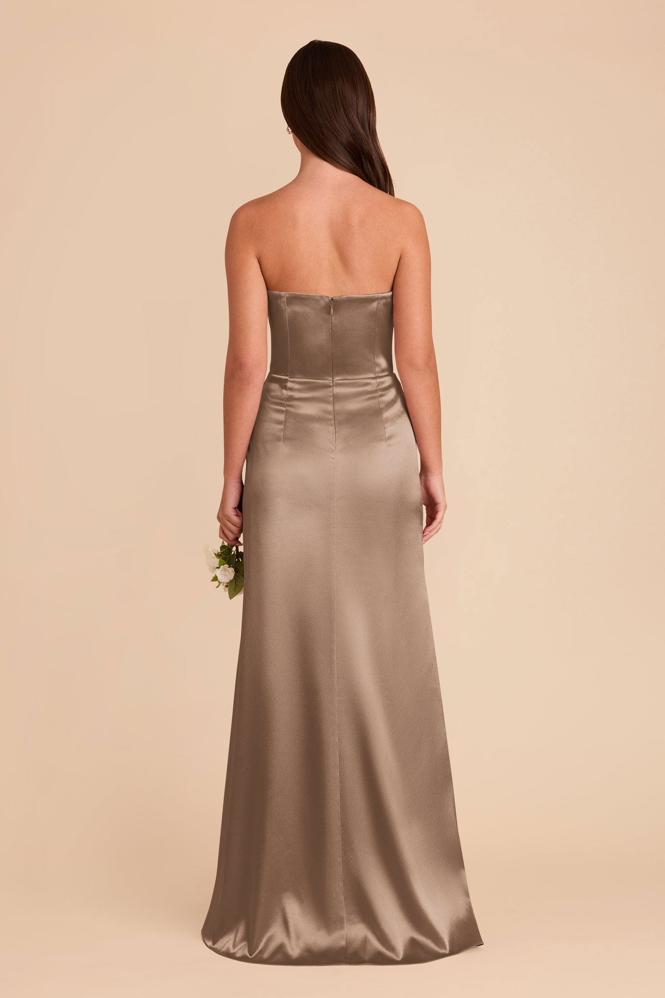 Shiny Satin Corset Dress with Removable Straps | Anne Mocha