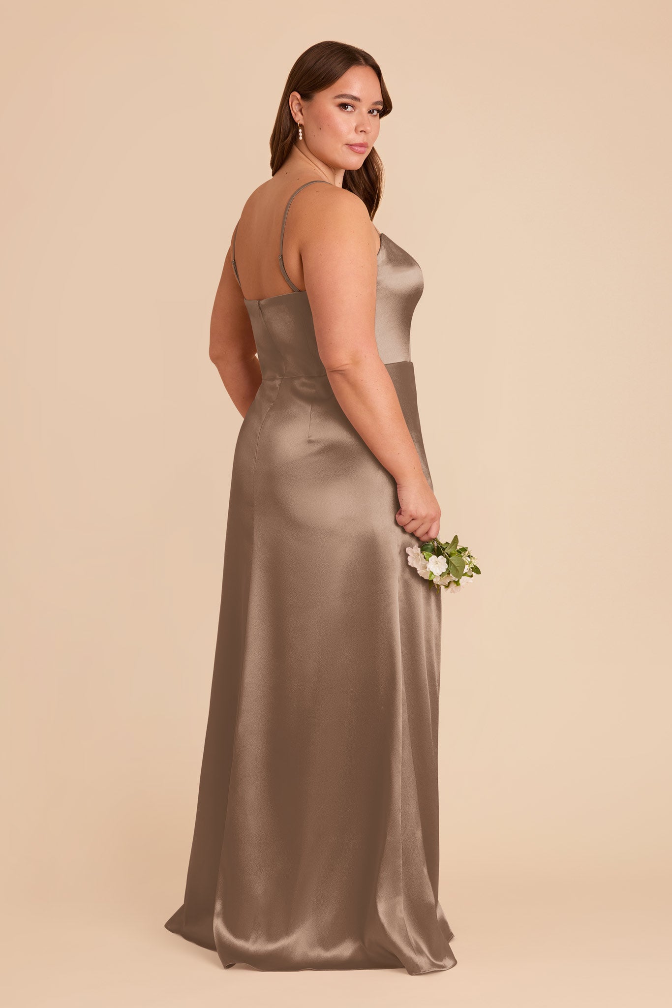 Shiny Satin Corset Dress with Removable Straps | Anne Mocha