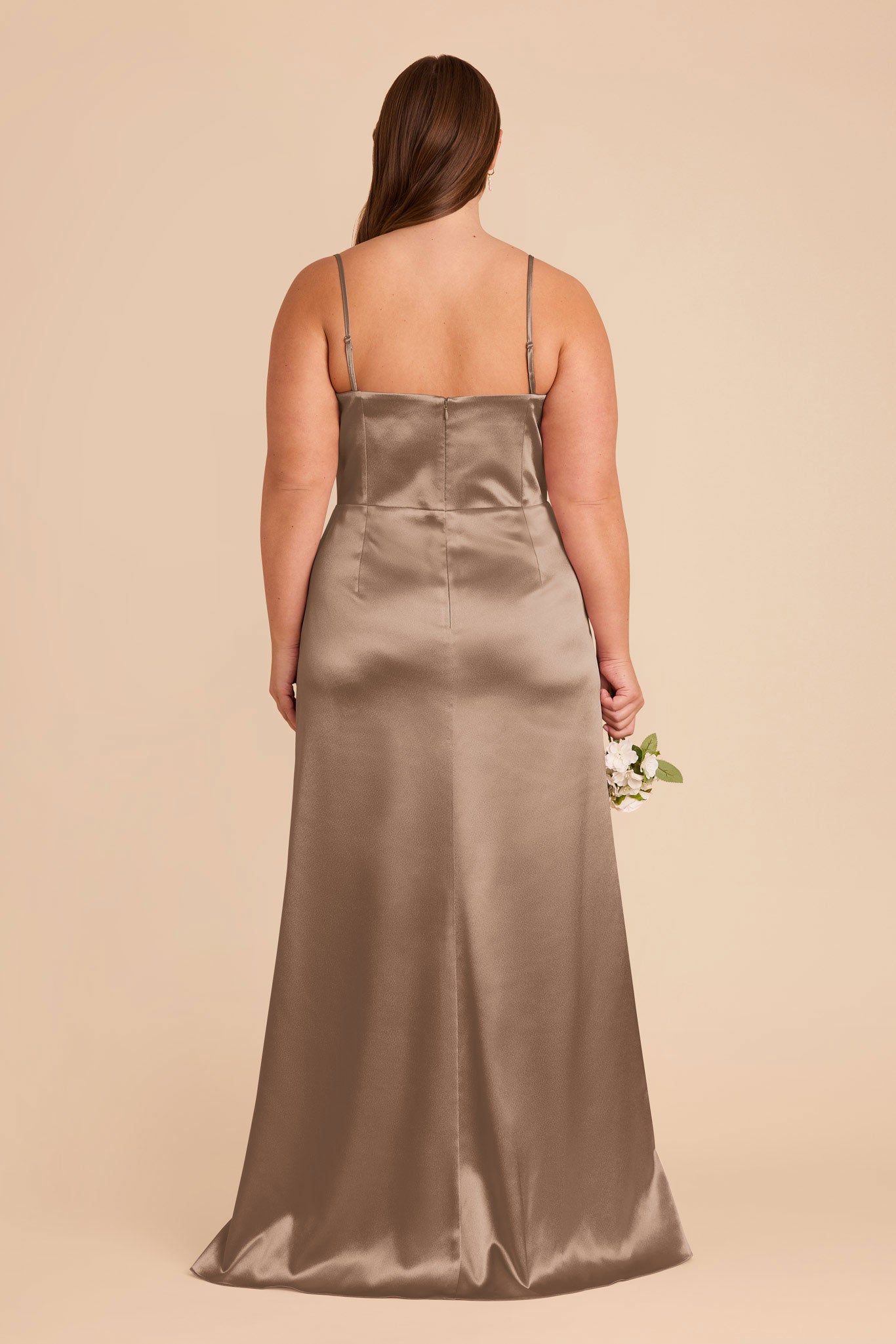 Shiny Satin Corset Dress with Removable Straps | Anne Mocha