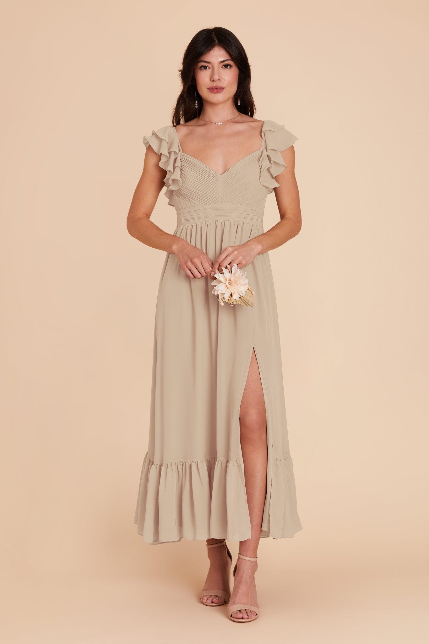 Elegant Chiffon Dress with Ruffle Straps & Tiered Hem | Michelle