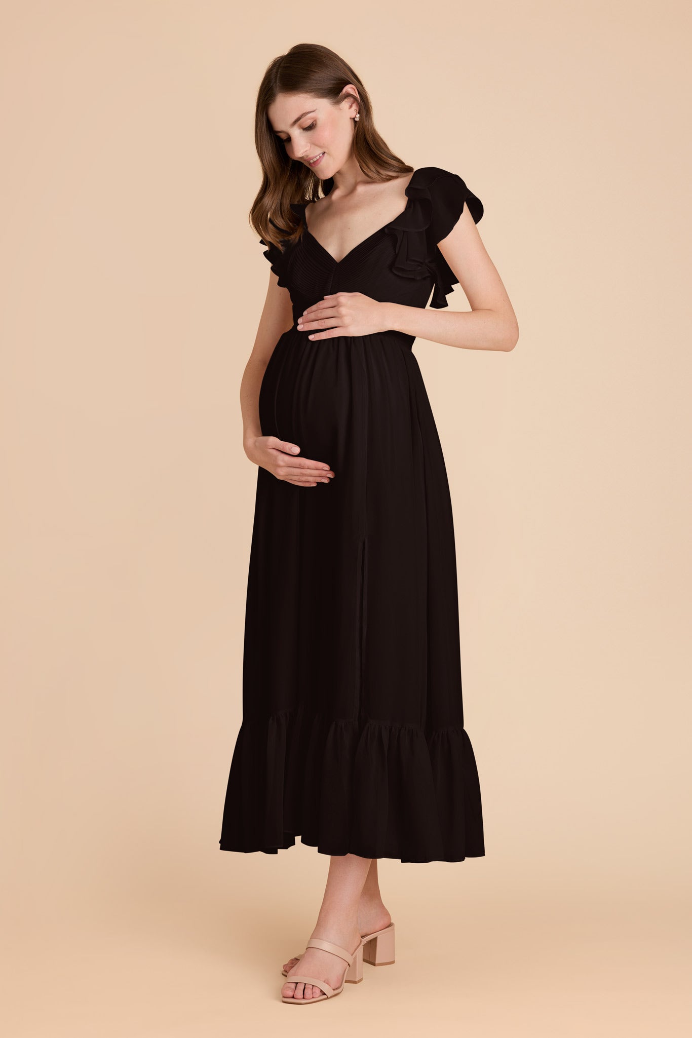 Elegant Chiffon Dress with Ruffle Straps & Tiered Hem | Michelle