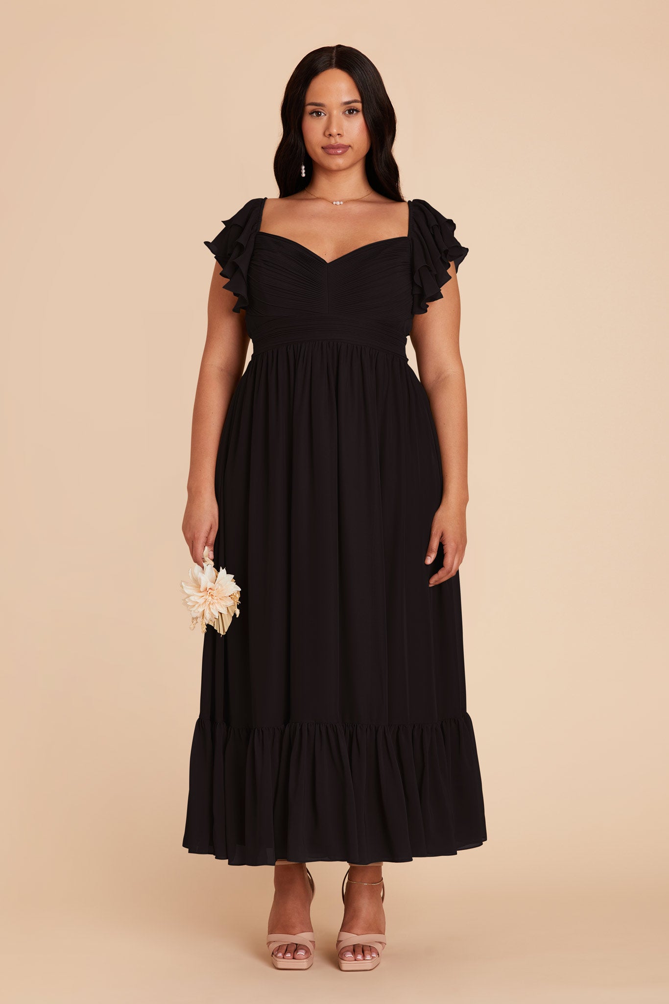 Elegant Chiffon Dress with Ruffle Straps & Tiered Hem | Michelle