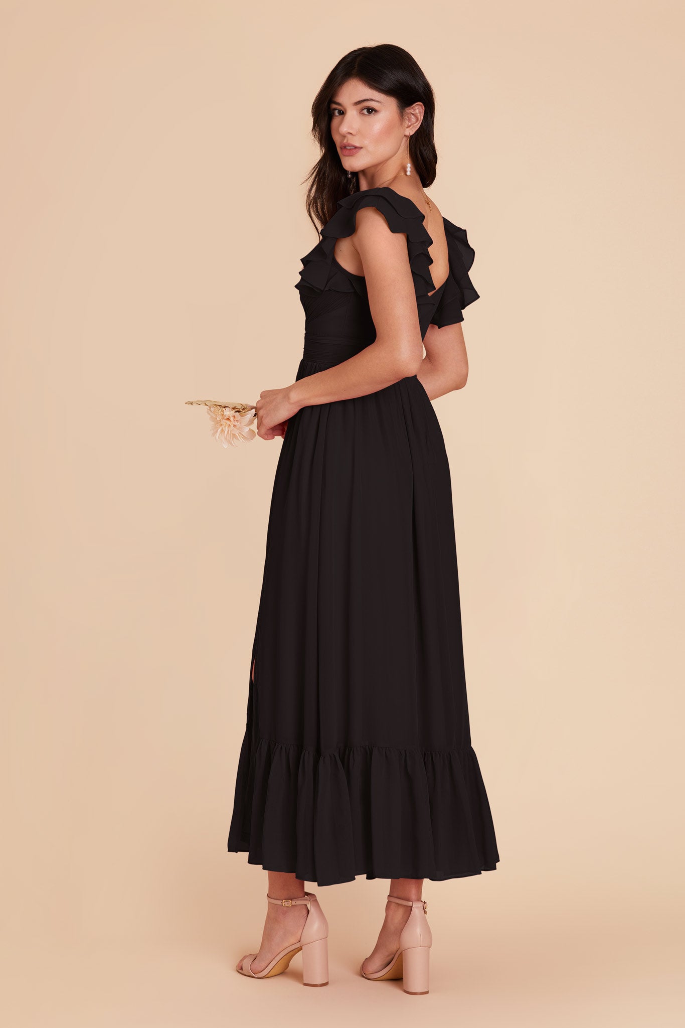 Elegant Chiffon Dress with Ruffle Straps & Tiered Hem | Michelle