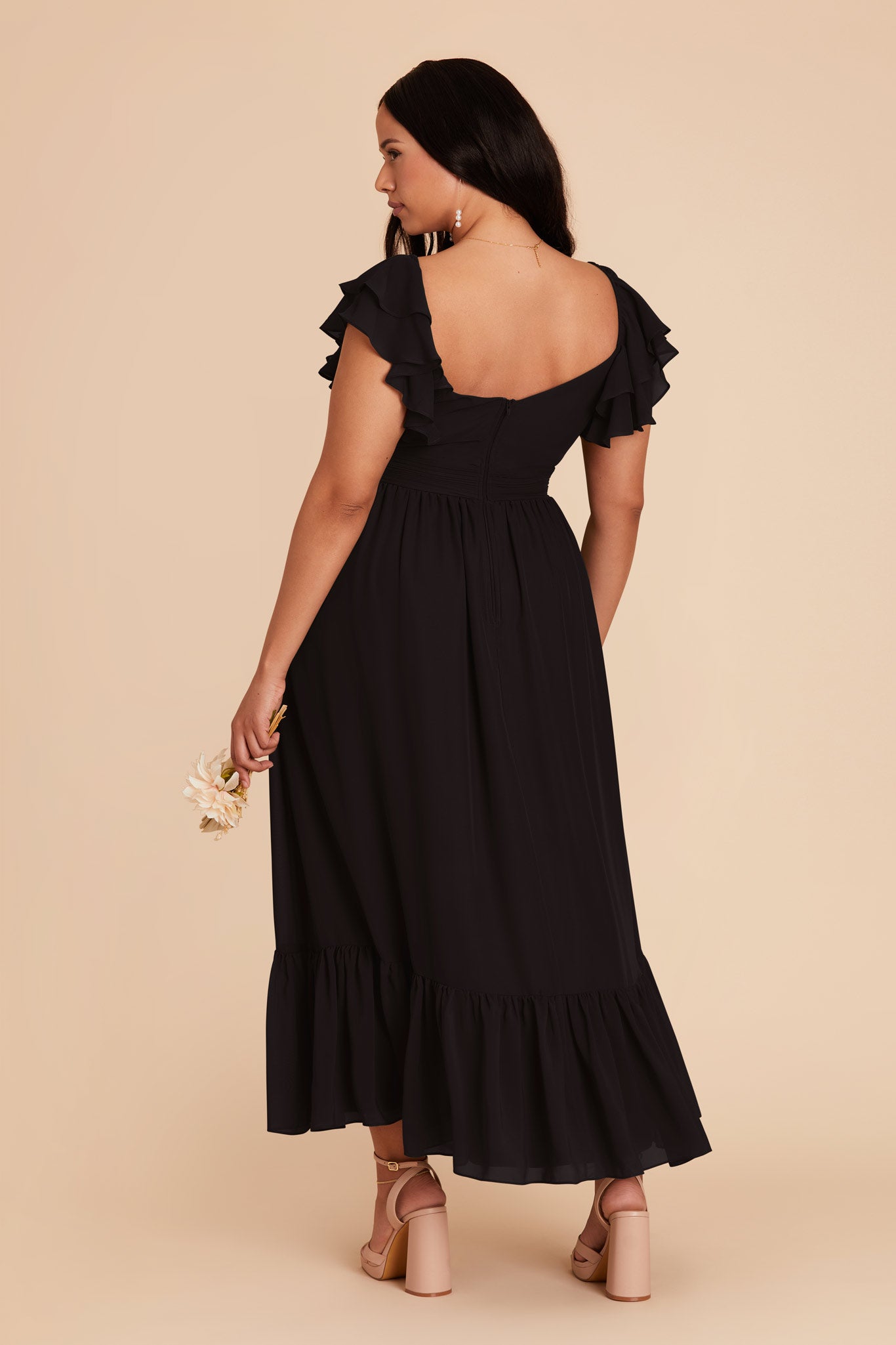 Elegant Chiffon Dress with Ruffle Straps & Tiered Hem | Michelle