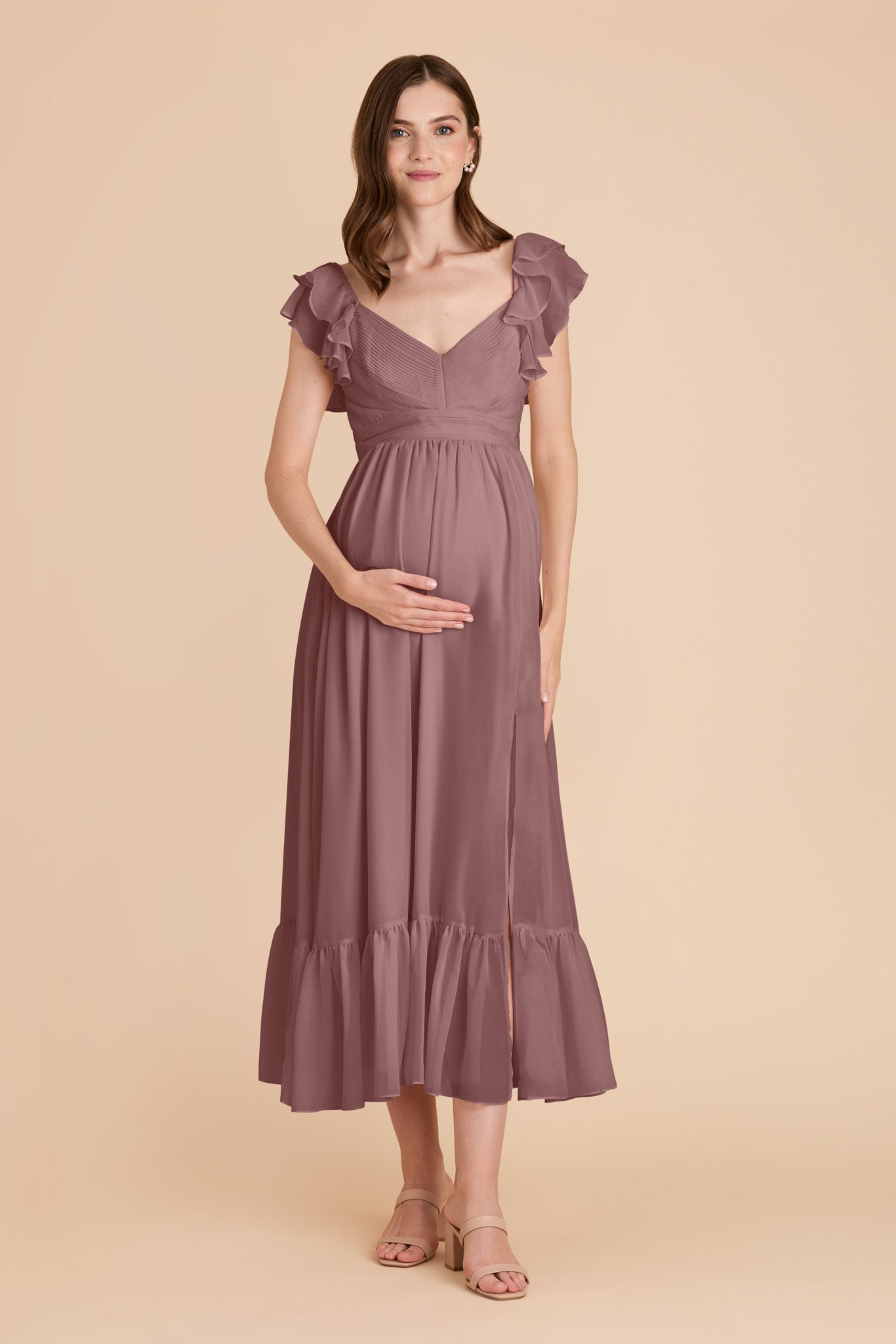 Elegant Chiffon Dress with Ruffle Straps & Tiered Hem | Michelle