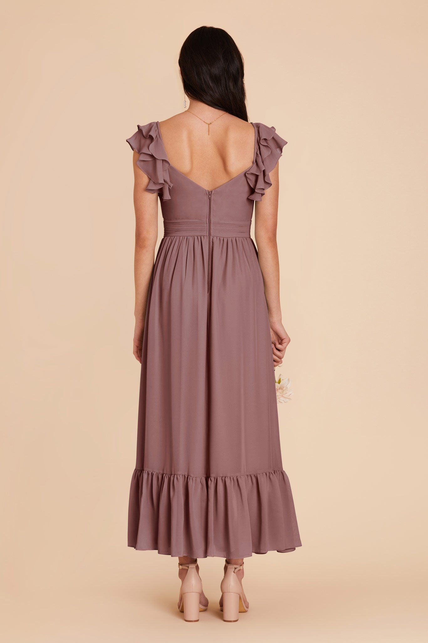 Elegant Chiffon Dress with Ruffle Straps & Tiered Hem | Michelle