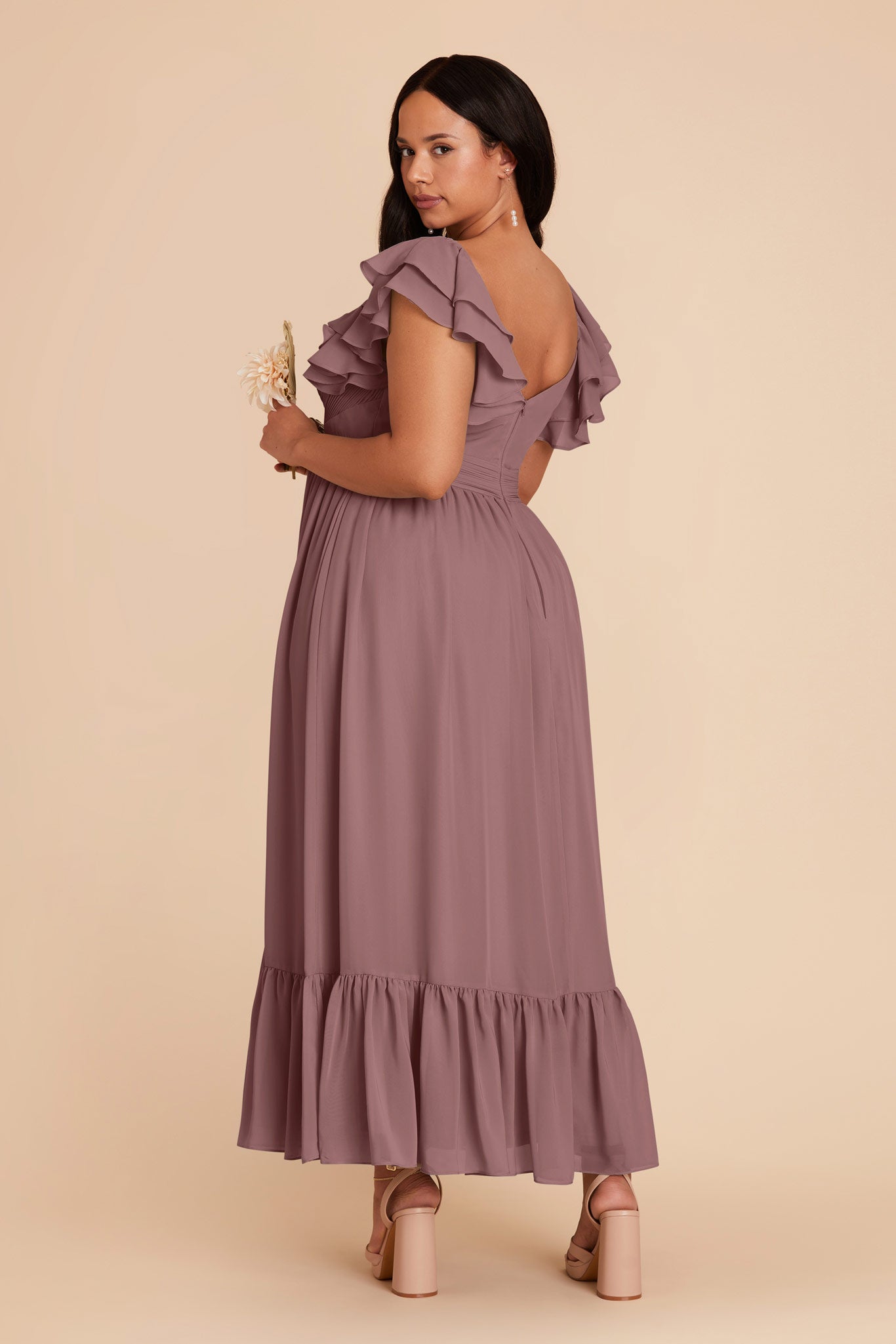 Elegant Chiffon Dress with Ruffle Straps & Tiered Hem | Michelle