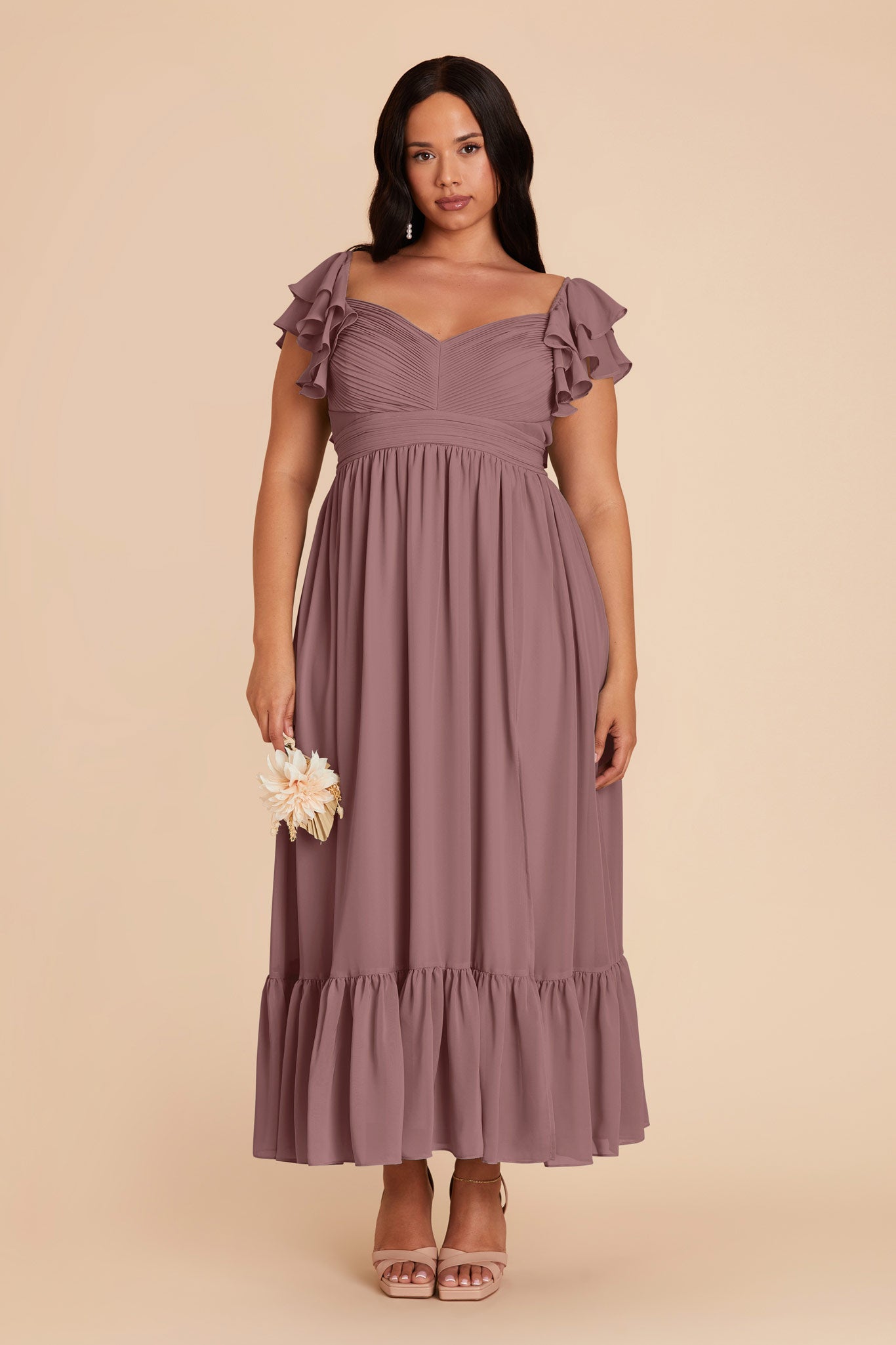 Elegant Chiffon Dress with Ruffle Straps & Tiered Hem | Michelle