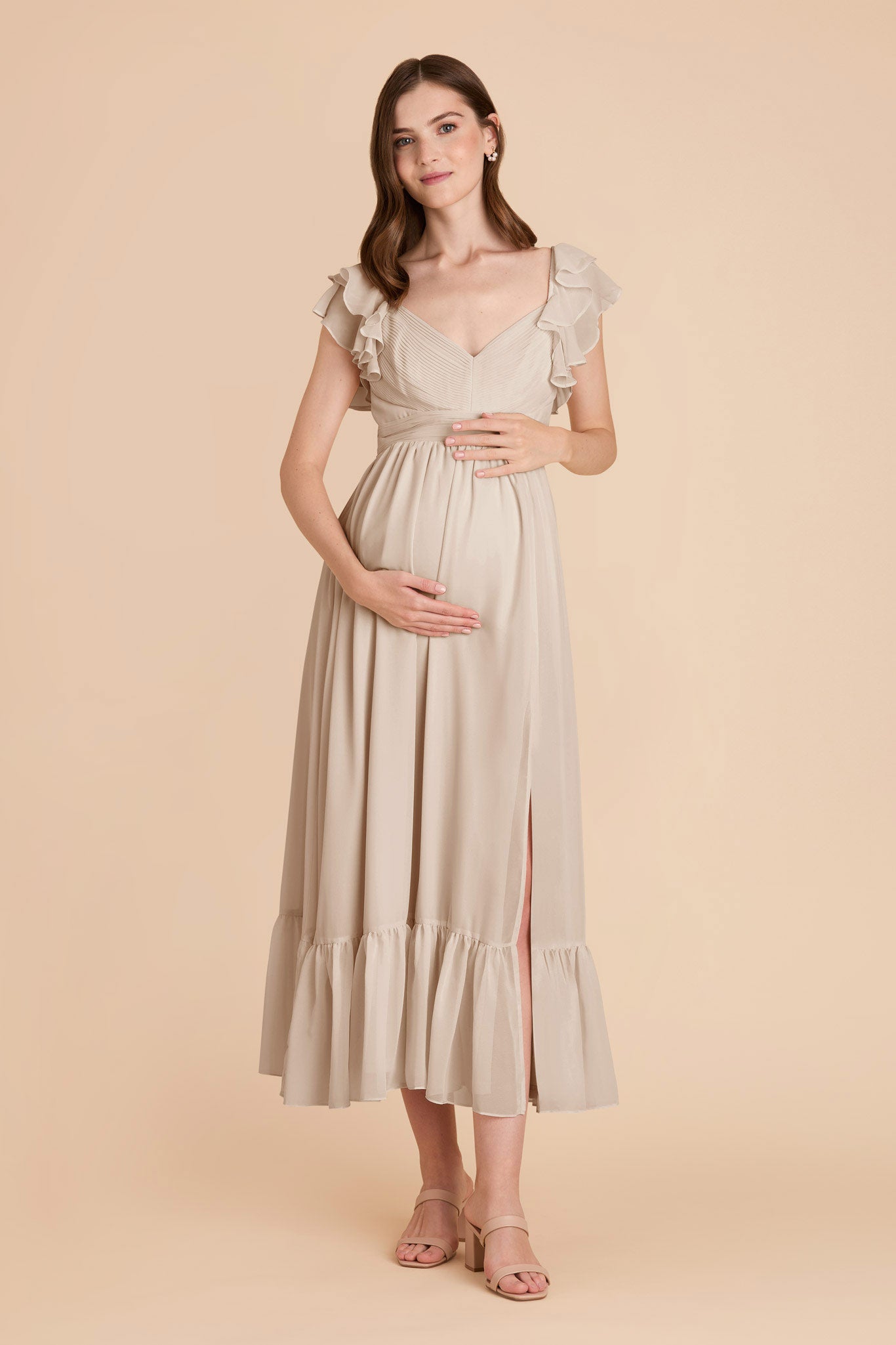 Elegant Chiffon Dress with Ruffle Straps & Tiered Hem | Michelle