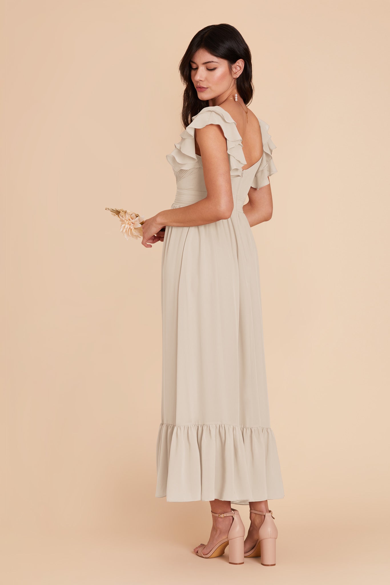 Elegant Chiffon Dress with Ruffle Straps & Tiered Hem | Michelle