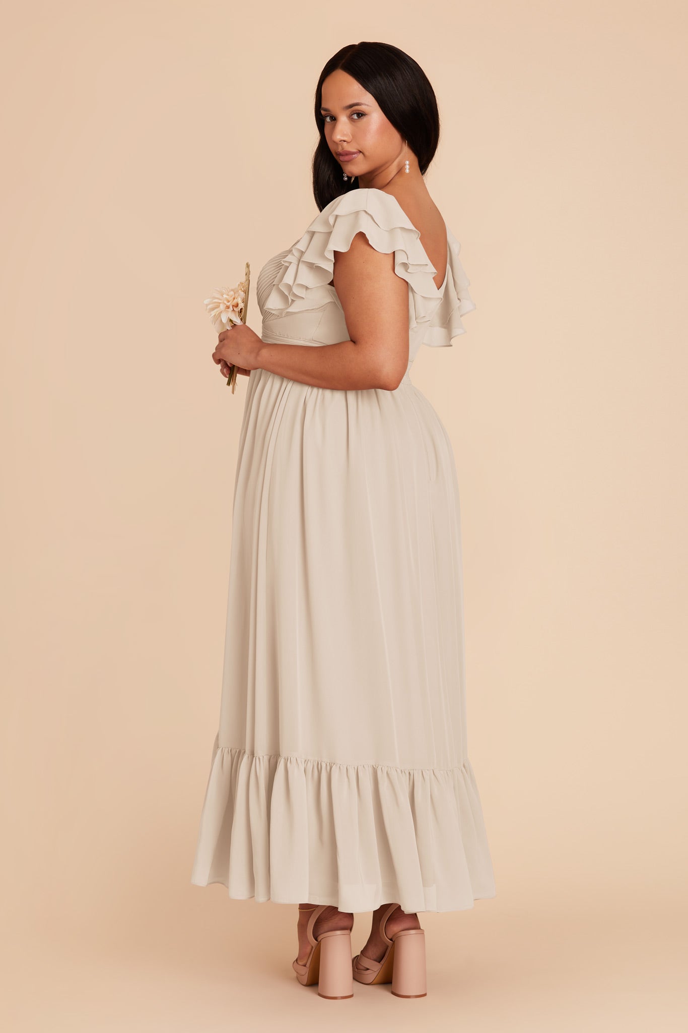 Elegant Chiffon Dress with Ruffle Straps & Tiered Hem | Michelle