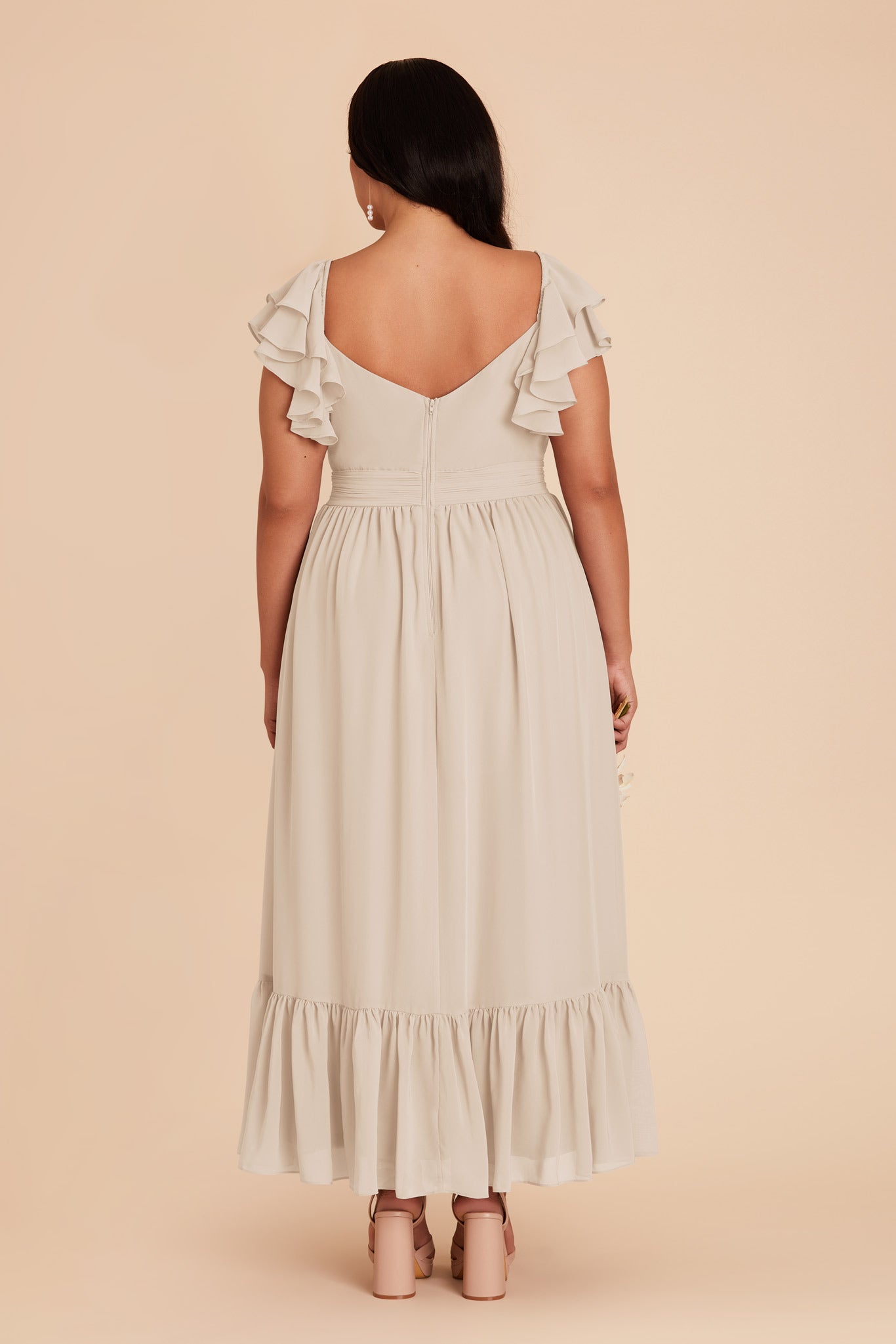 Elegant Chiffon Dress with Ruffle Straps & Tiered Hem | Michelle