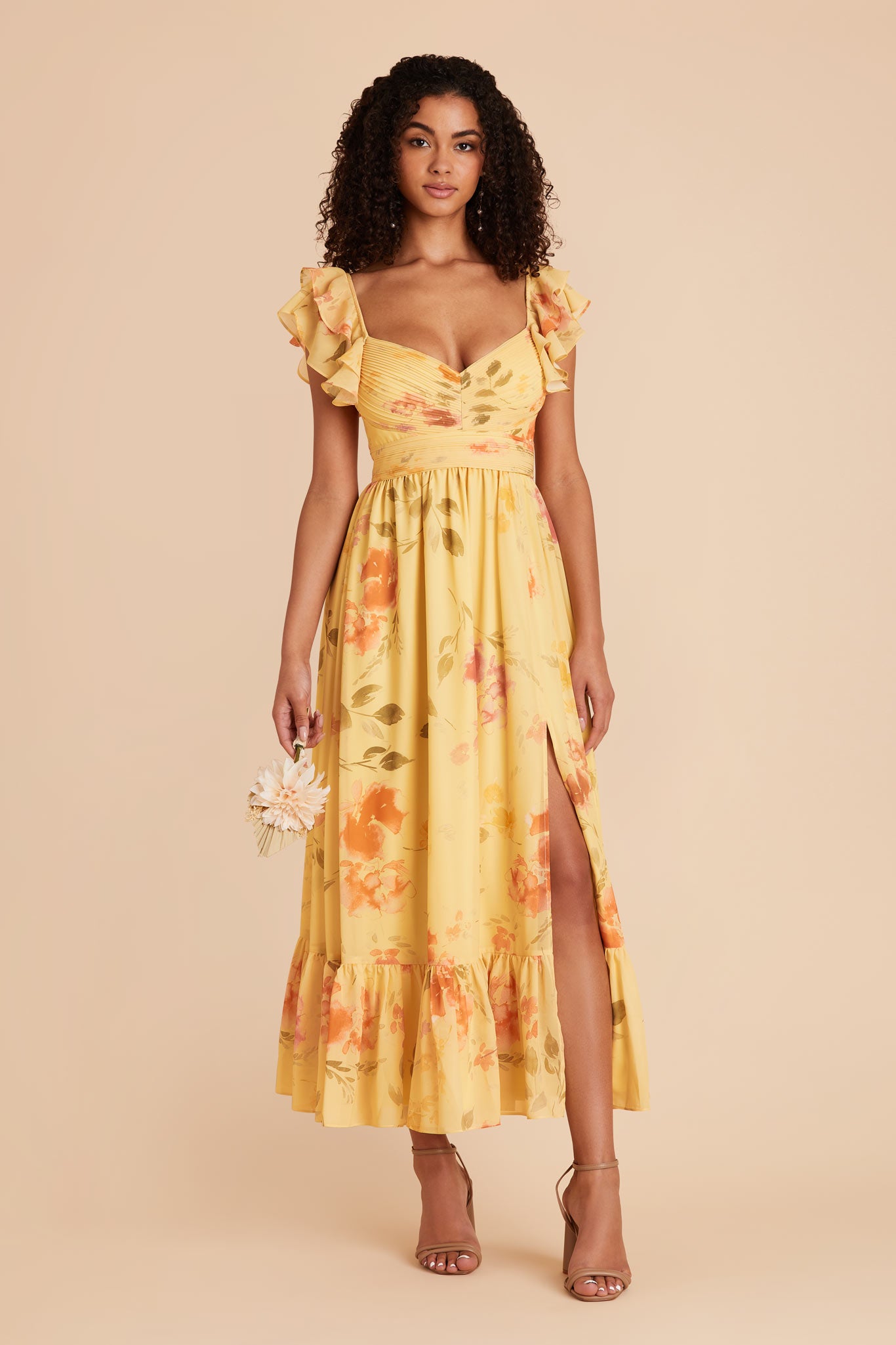 Elegant Chiffon Dress with Ruffle Straps & Tiered Hem | Michelle