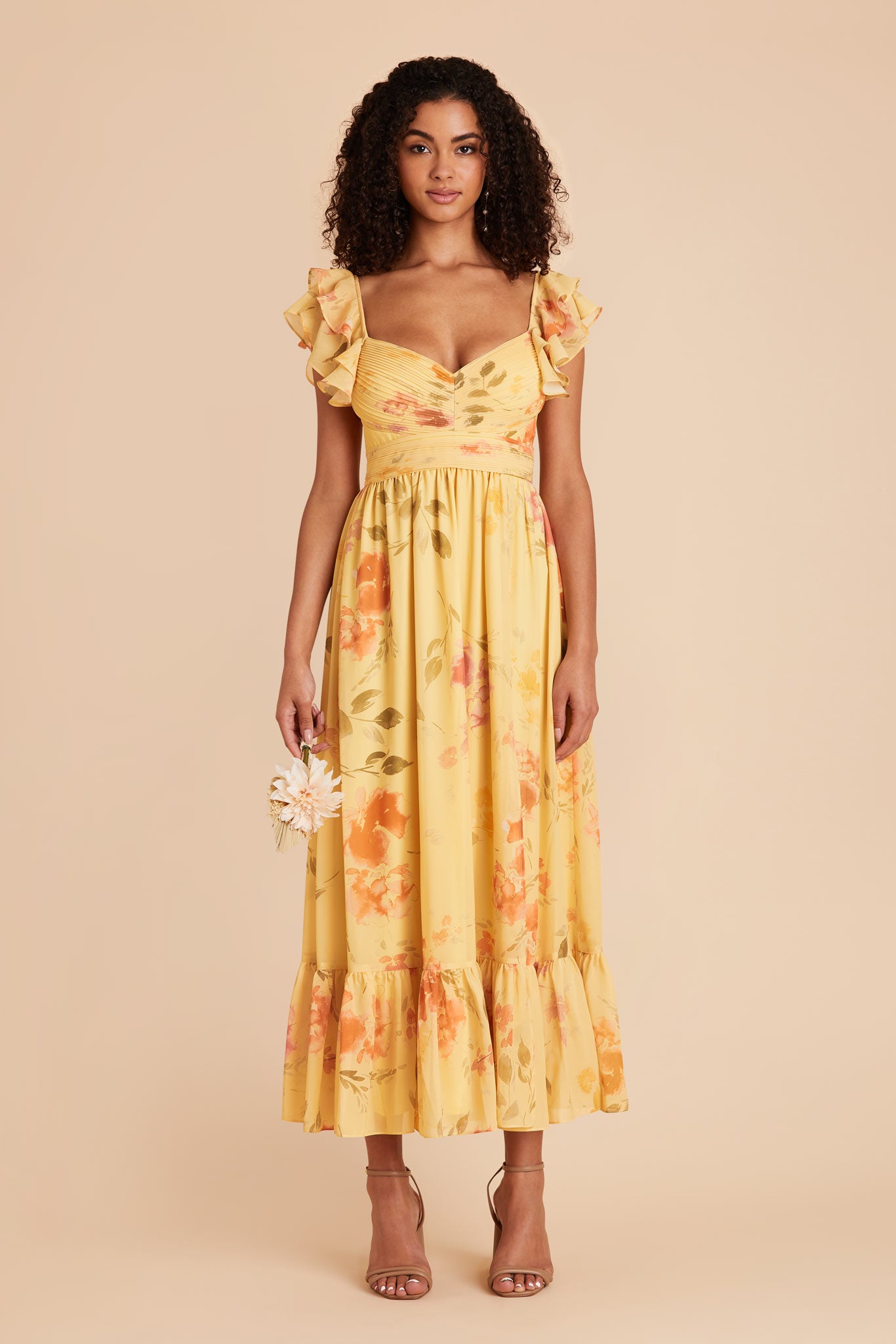 Elegant Chiffon Dress with Ruffle Straps & Tiered Hem | Michelle
