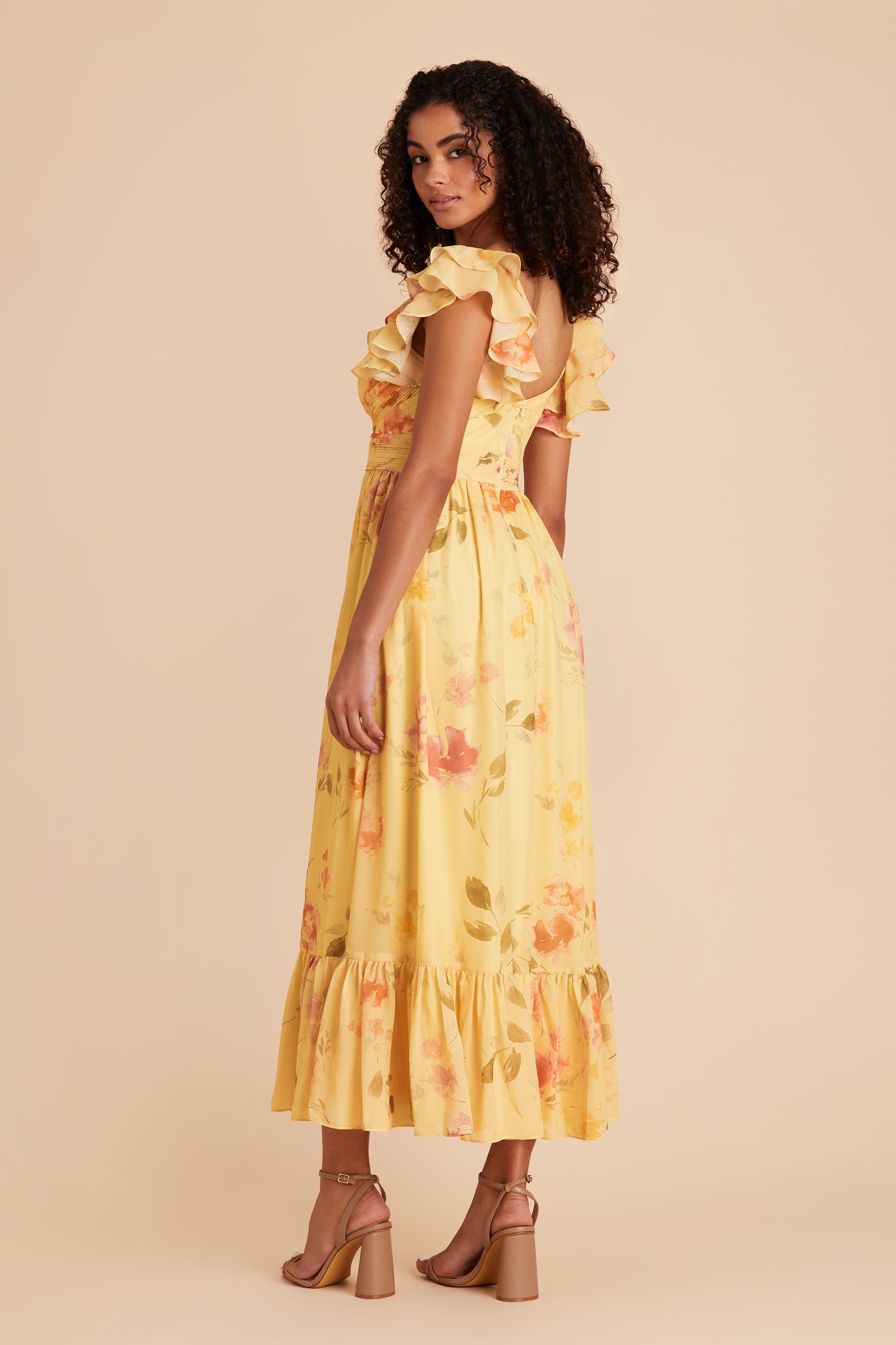 Elegant Chiffon Dress with Ruffle Straps & Tiered Hem | Michelle