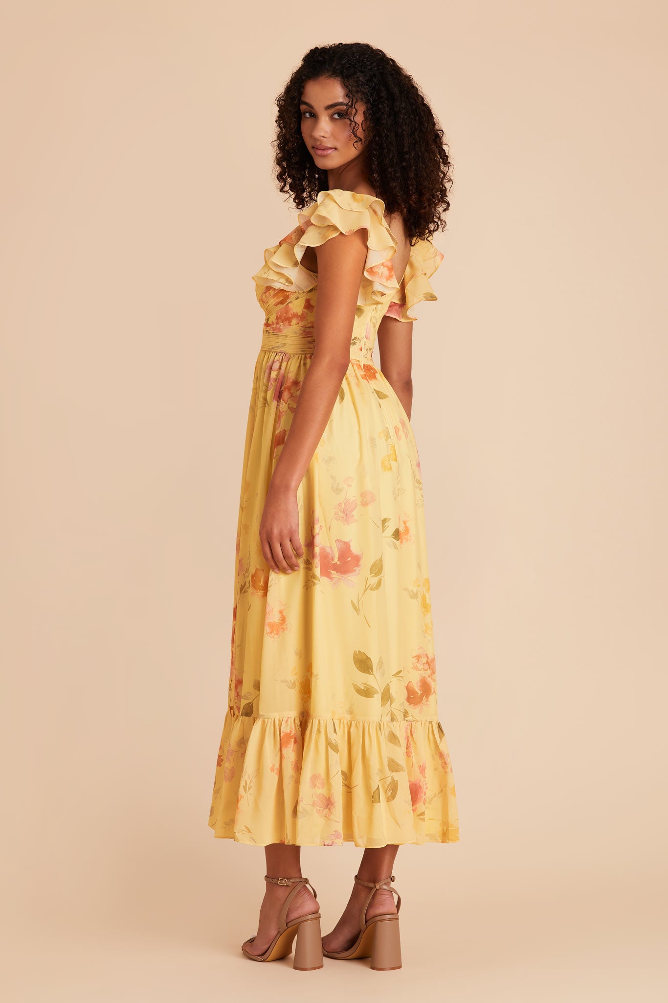 Elegant Chiffon Dress with Ruffle Straps & Tiered Hem | Michelle
