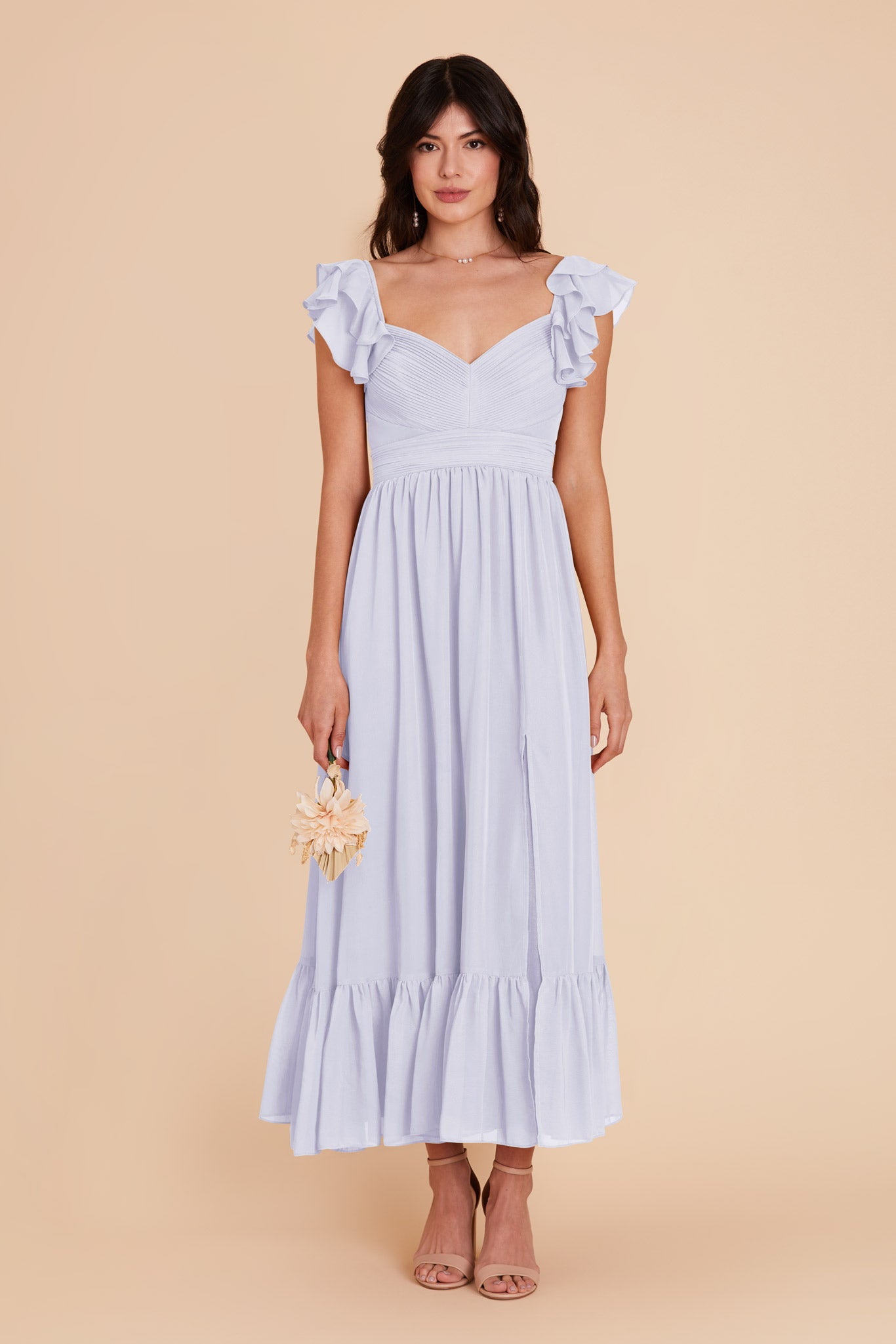 Elegant Chiffon Dress with Ruffle Straps & Tiered Hem | Michelle