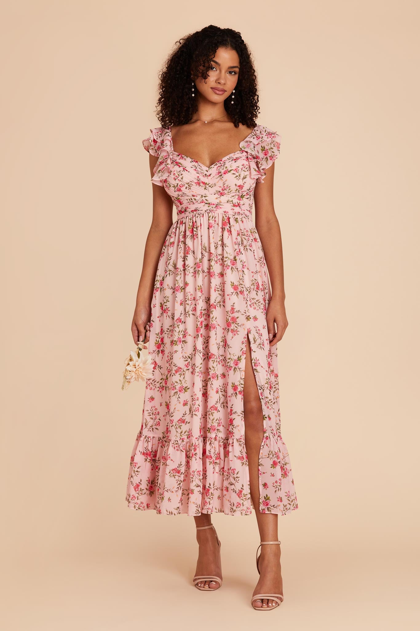 Elegant Chiffon Dress with Ruffle Straps & Tiered Hem | Michelle