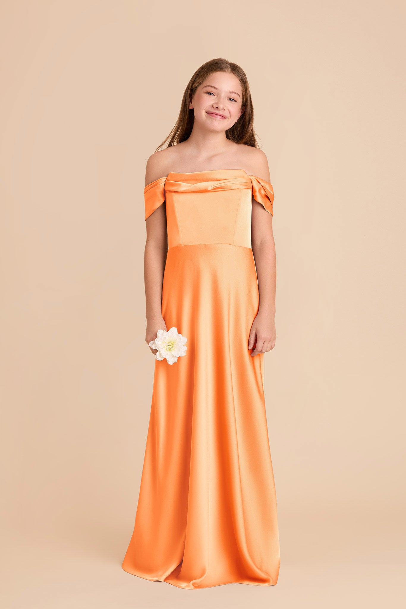 Convertible Off-the-Shoulder Junior Dress | Mimi Matte Satin