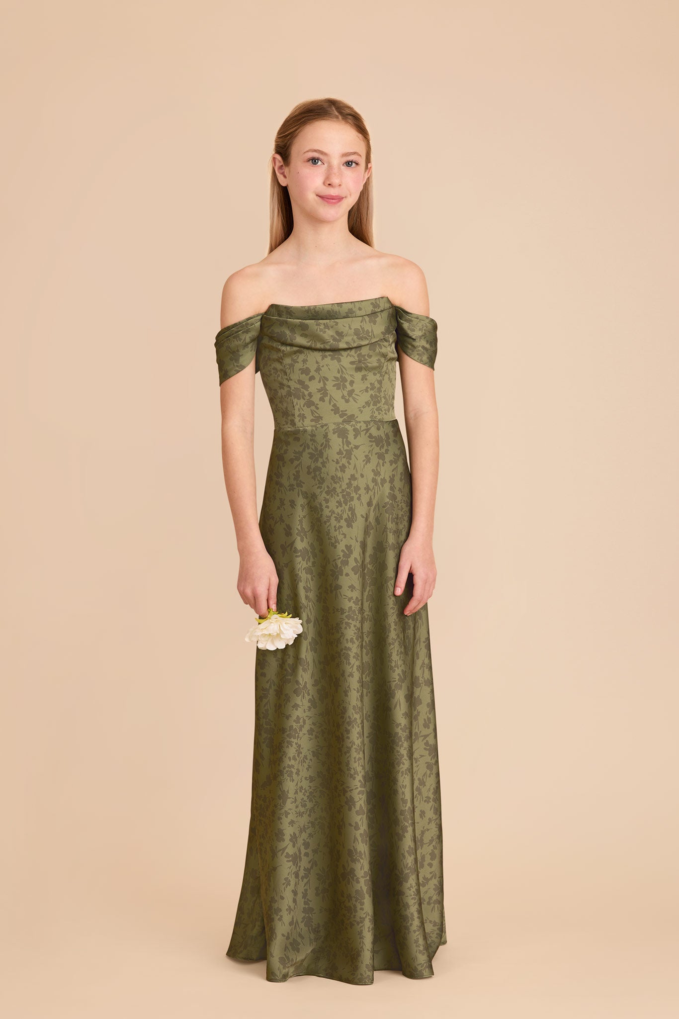 Convertible Off-the-Shoulder Junior Dress | Mimi Matte Satin