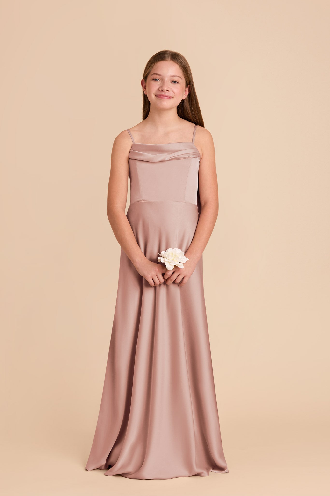 Convertible Off-the-Shoulder Junior Dress | Mimi Matte Satin