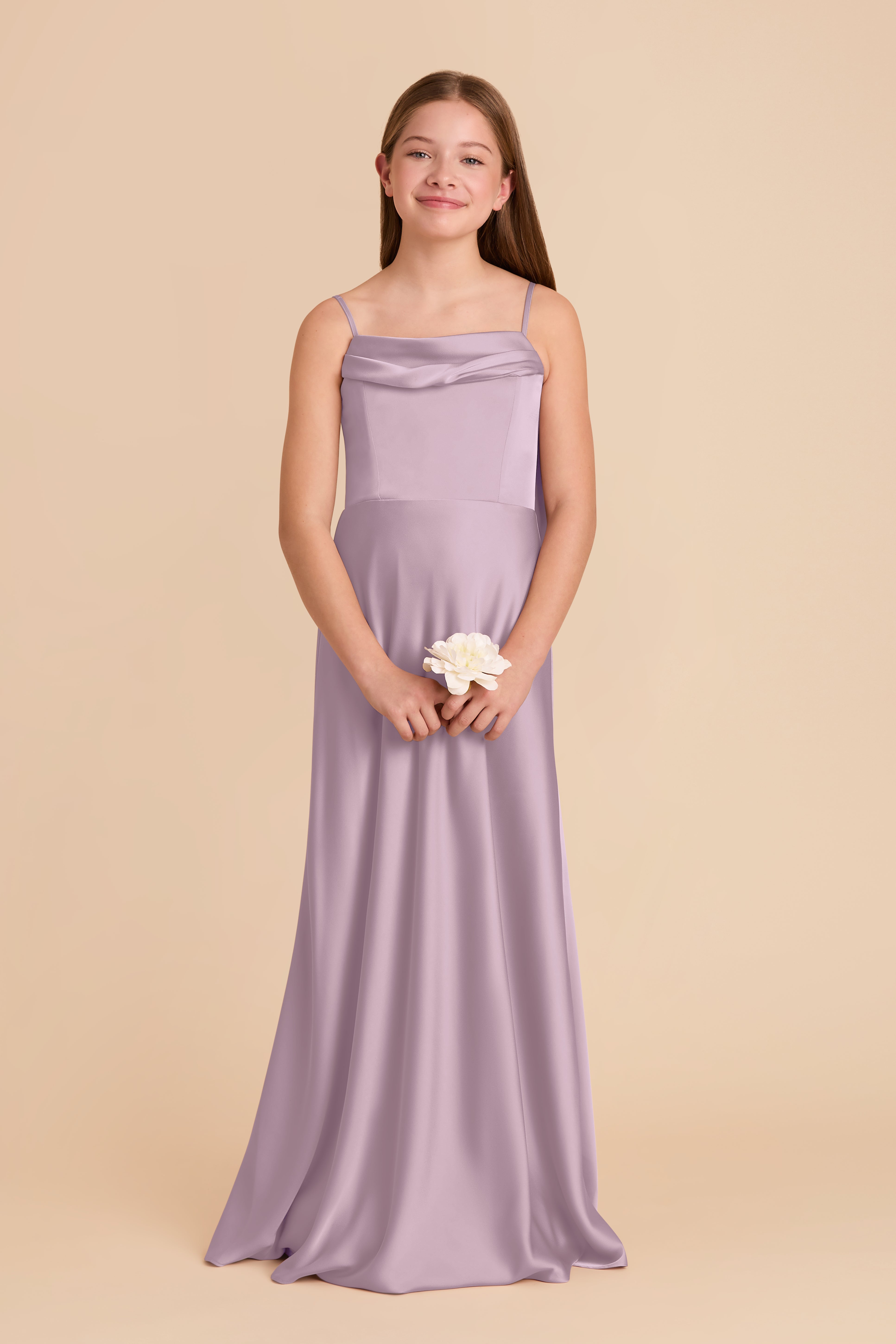 Convertible Off-the-Shoulder Junior Dress | Mimi Matte Satin Lavender