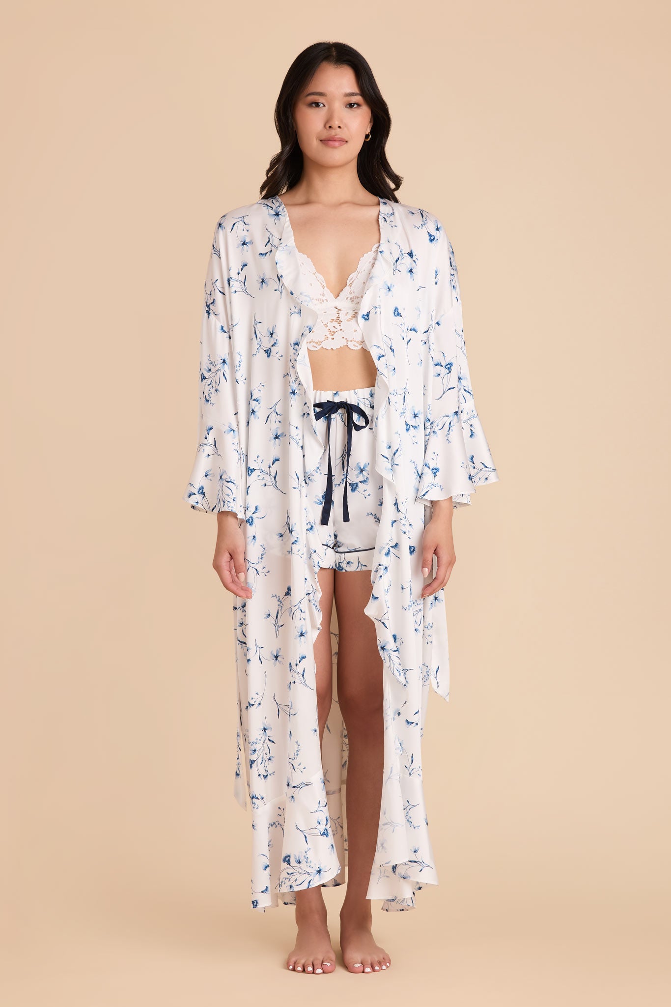 Floor-Length Ruffle Robe for Women | Blue Le Fleur
