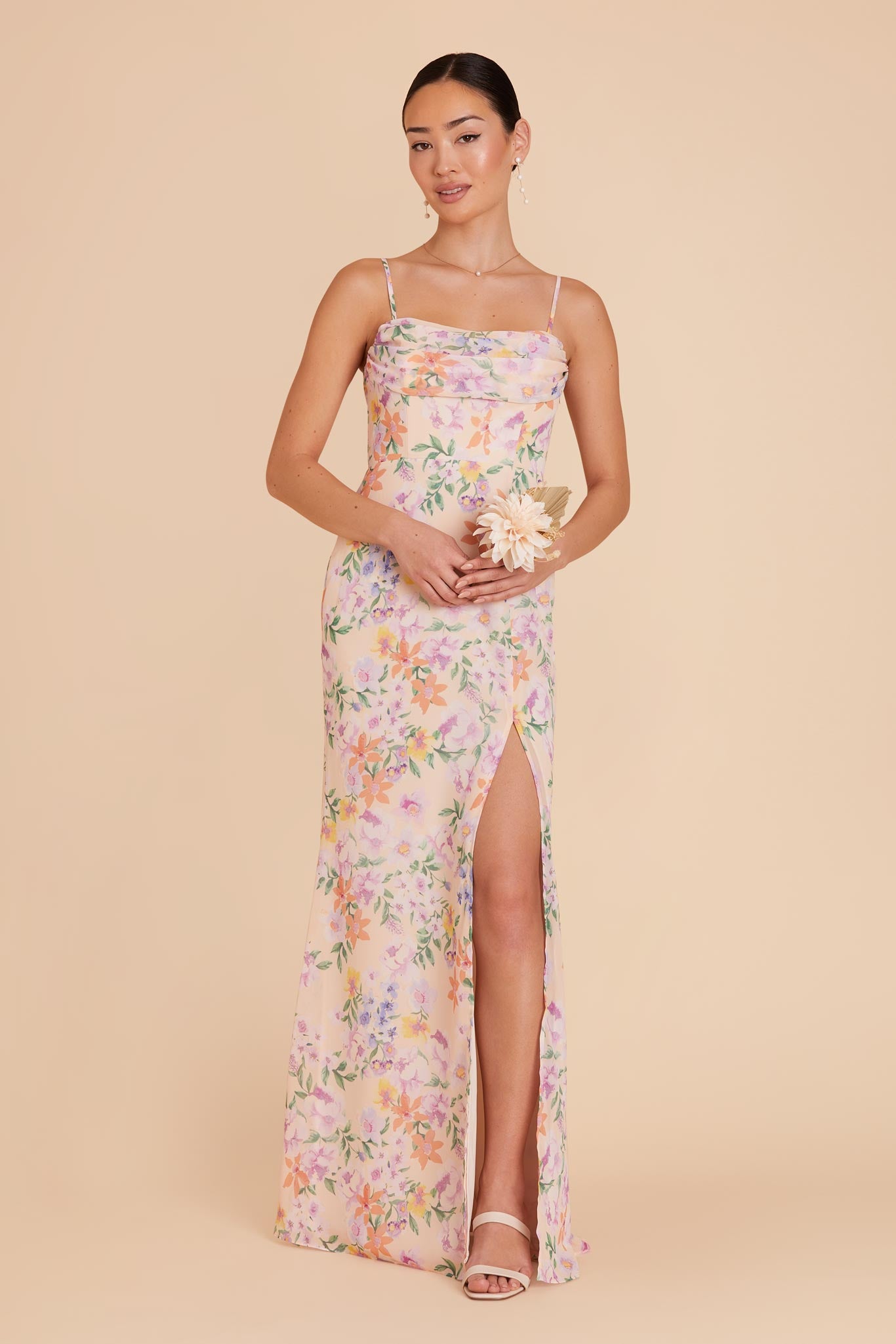 Convertible Dress with Removable Sleeves & Cowl Detail | Mira Botanical Blooms