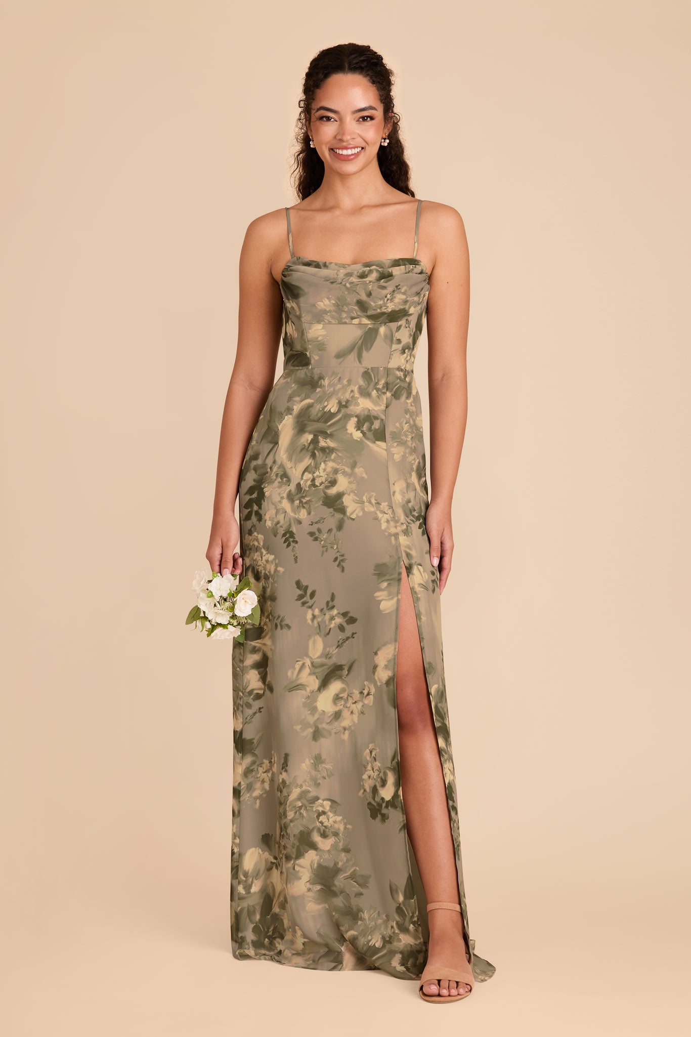Convertible Wrap Dress with Cowl Detail & Removable Sleeves | Mira Doe Painted Botanics