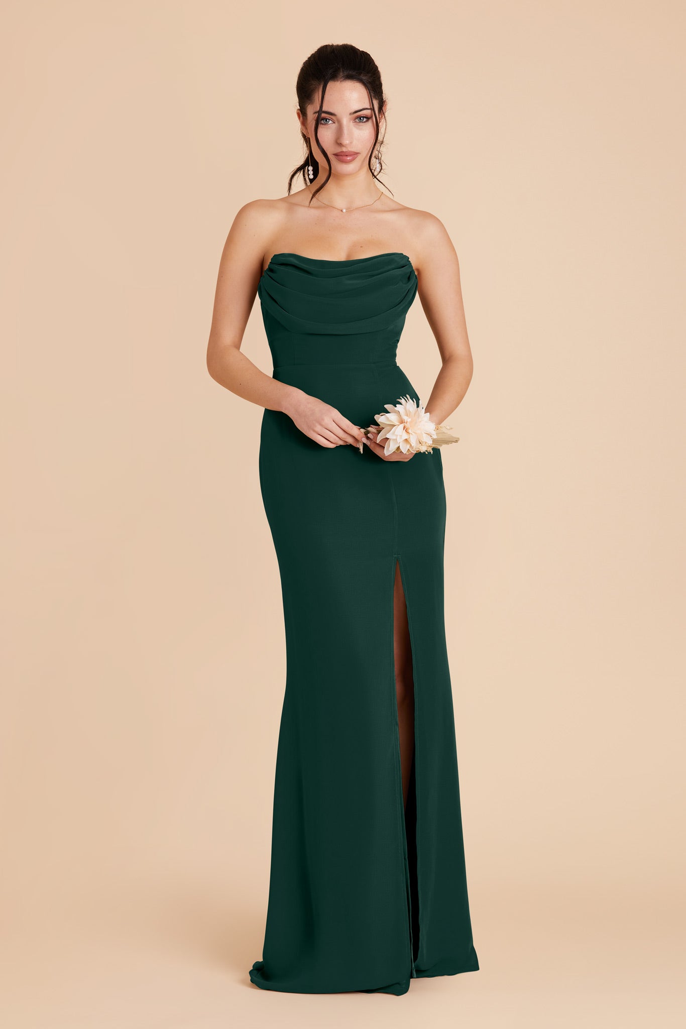 Convertible Dress with Removable Sleeves & Cowl Detail | Mira Emerald