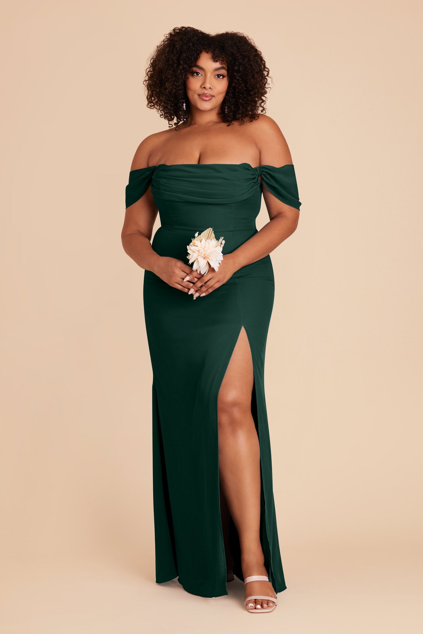 Convertible Dress with Removable Sleeves & Cowl Detail | Mira Emerald