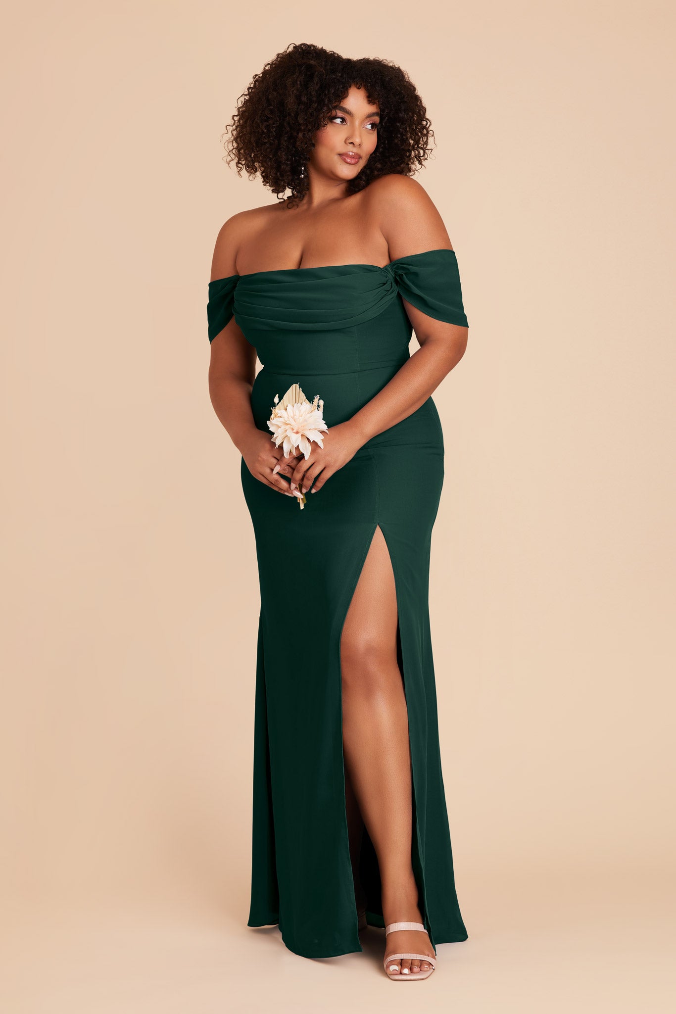 Convertible Dress with Removable Sleeves & Cowl Detail | Mira Emerald