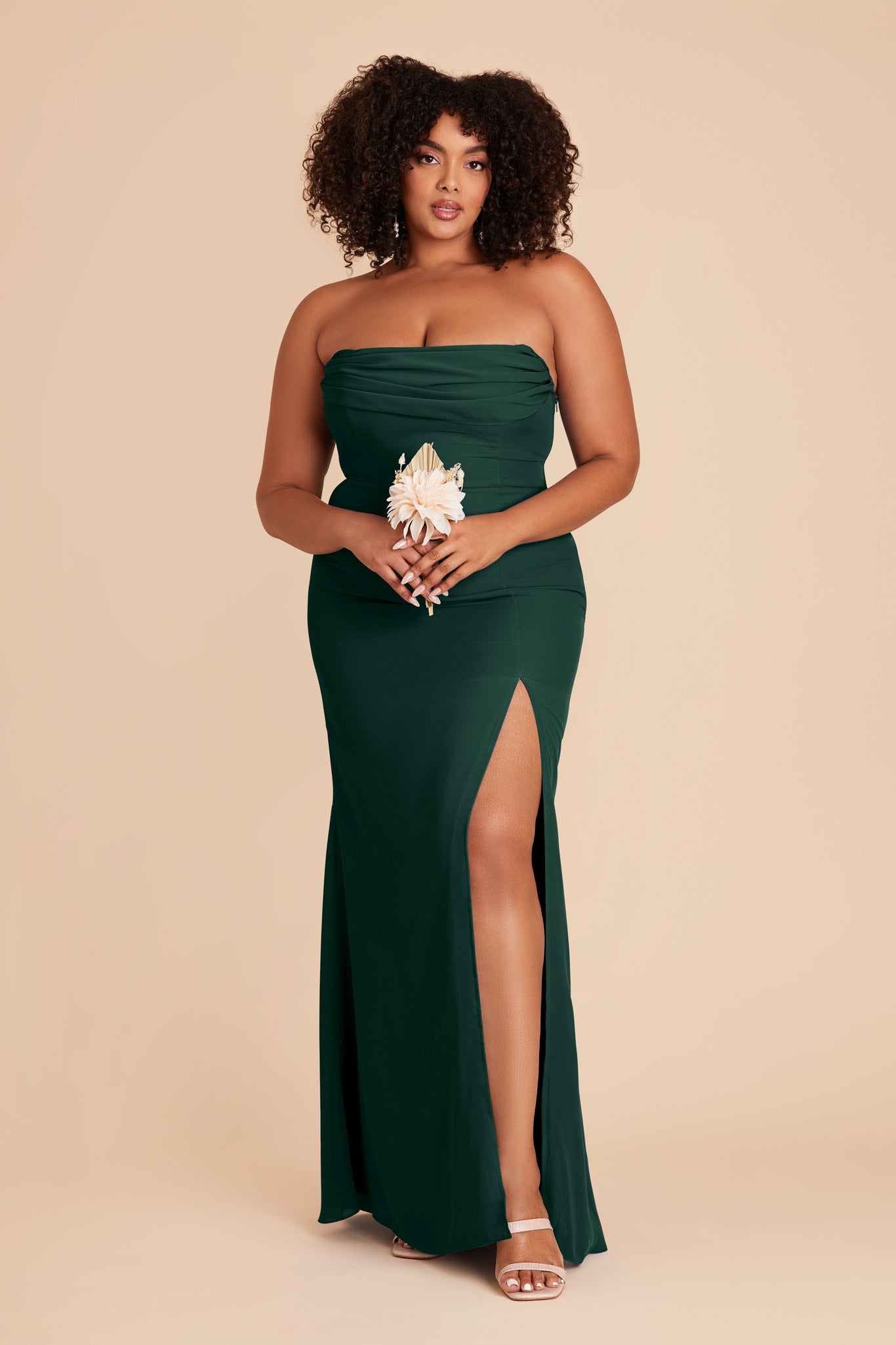 Convertible Dress with Removable Sleeves & Cowl Detail | Mira Emerald