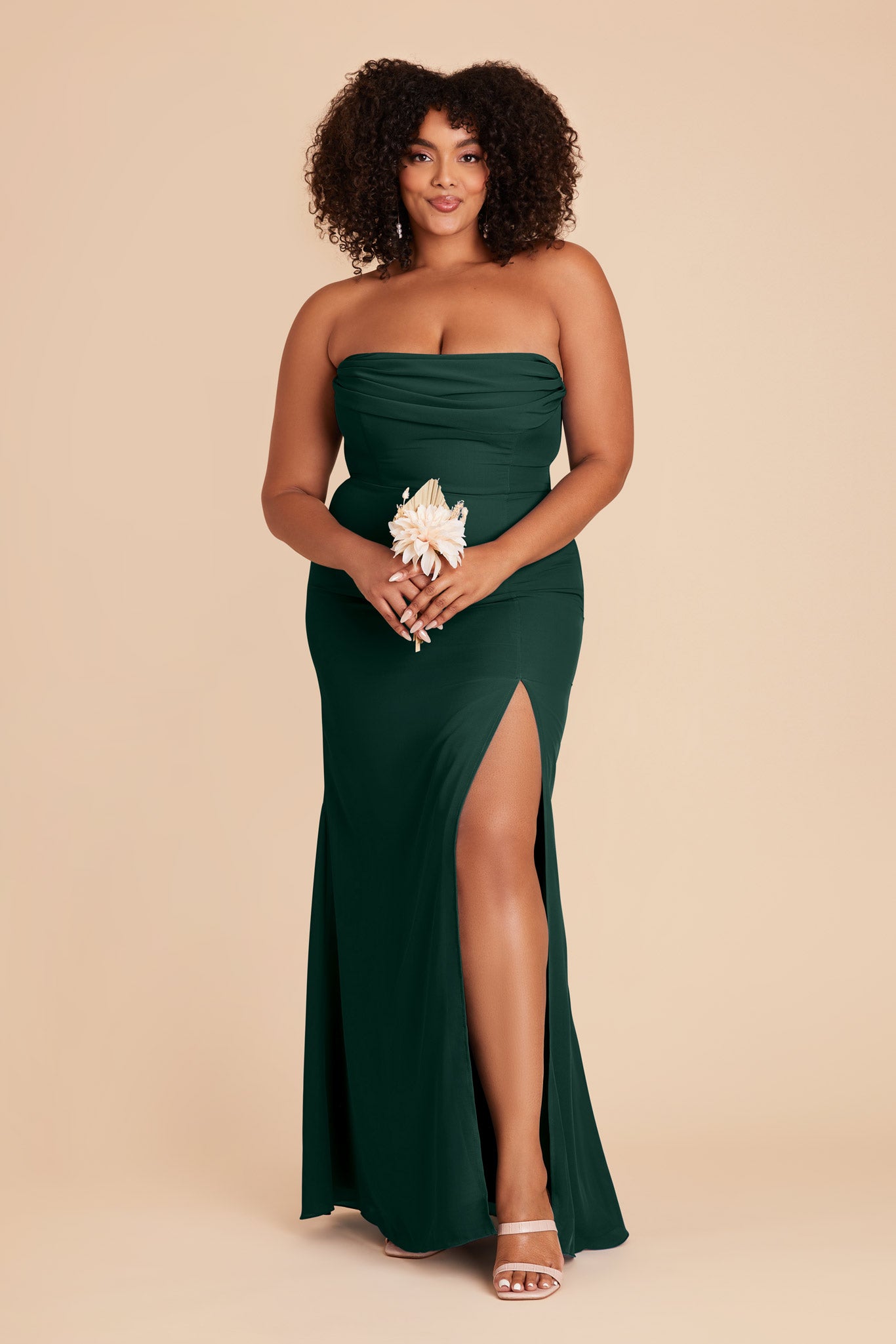 Convertible Dress with Removable Sleeves & Cowl Detail | Mira Emerald