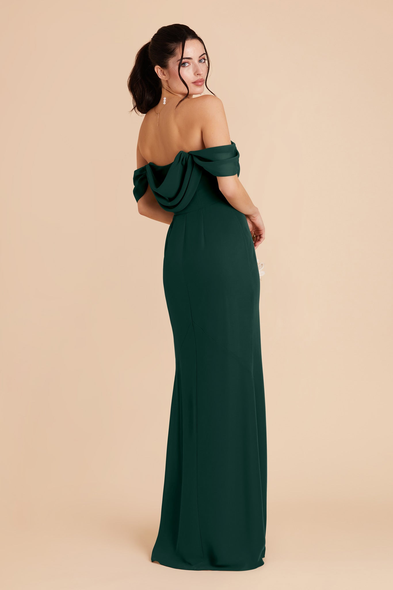 Convertible Dress with Removable Sleeves & Cowl Detail | Mira Emerald