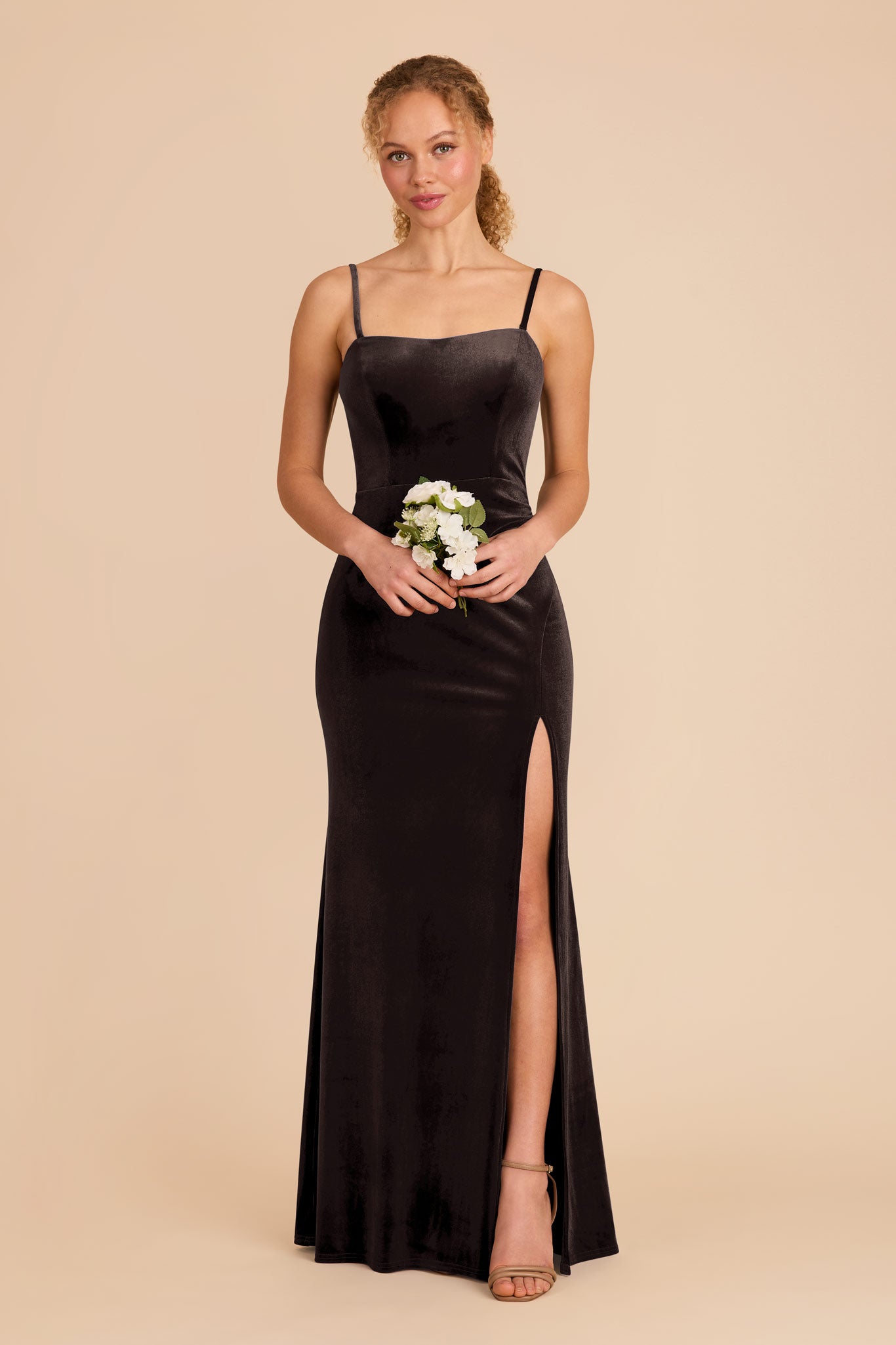 Corset Style Velvet Dress with Removable Straps | Anne
