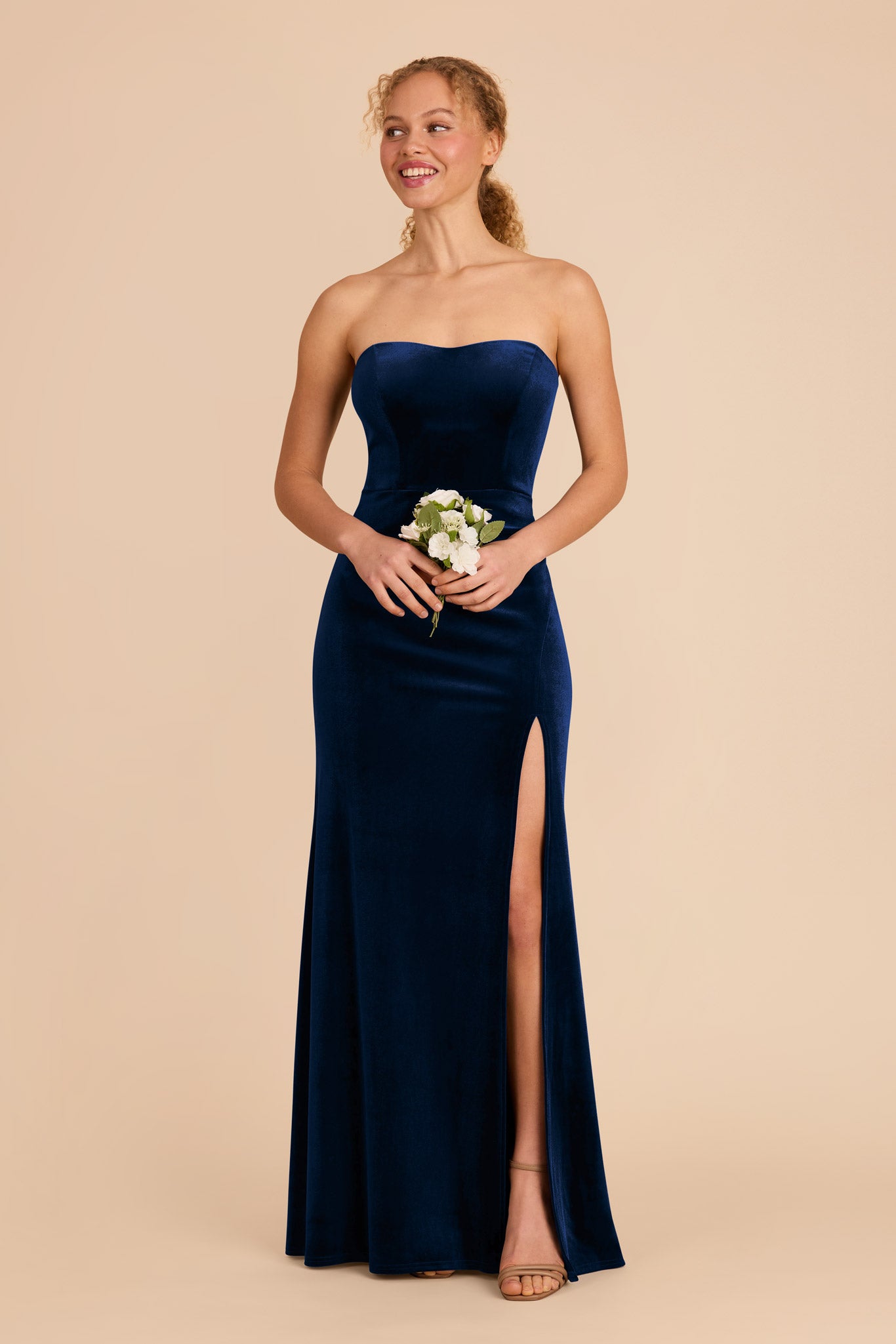 Velvet Corset Dress with Removable Straps | Anne Navy