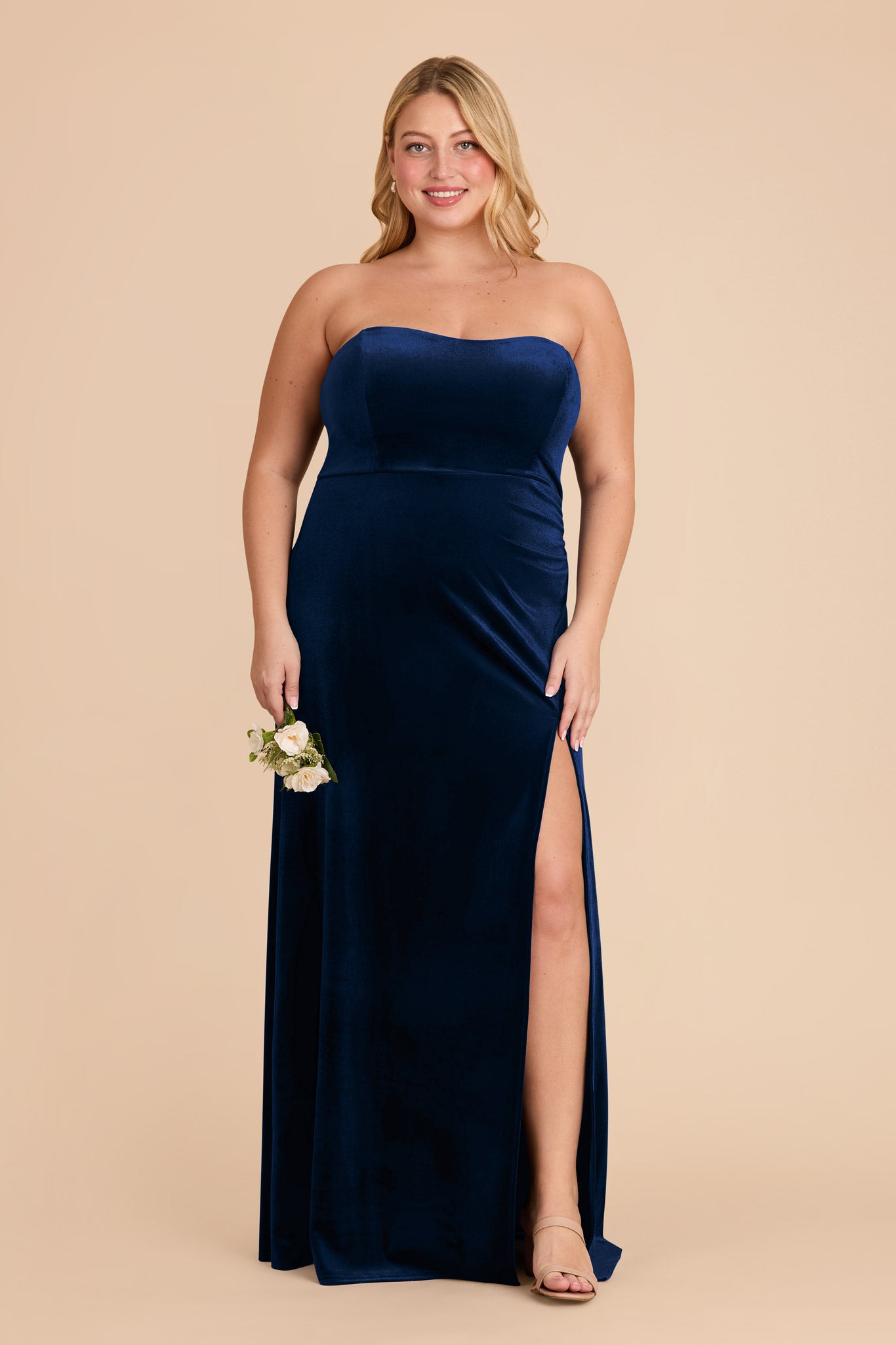 Velvet Corset Dress with Removable Straps | Anne Navy